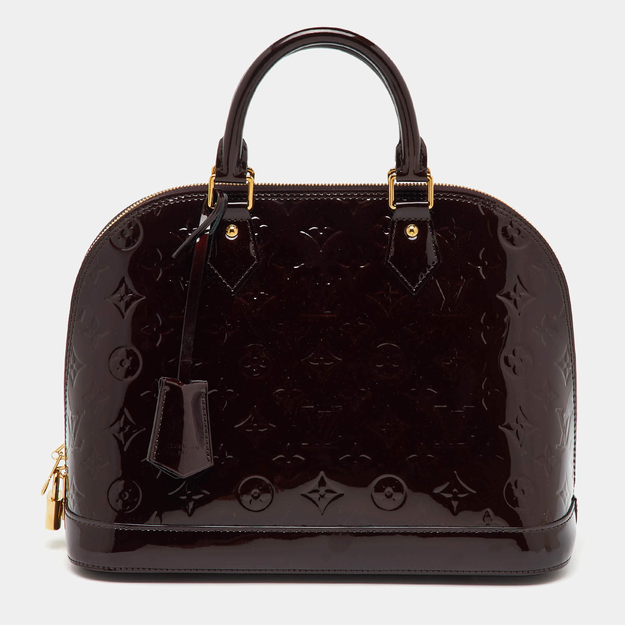 Pre Owned Louis Vuitton Amarante Monogram Vernis Alma PM Bag