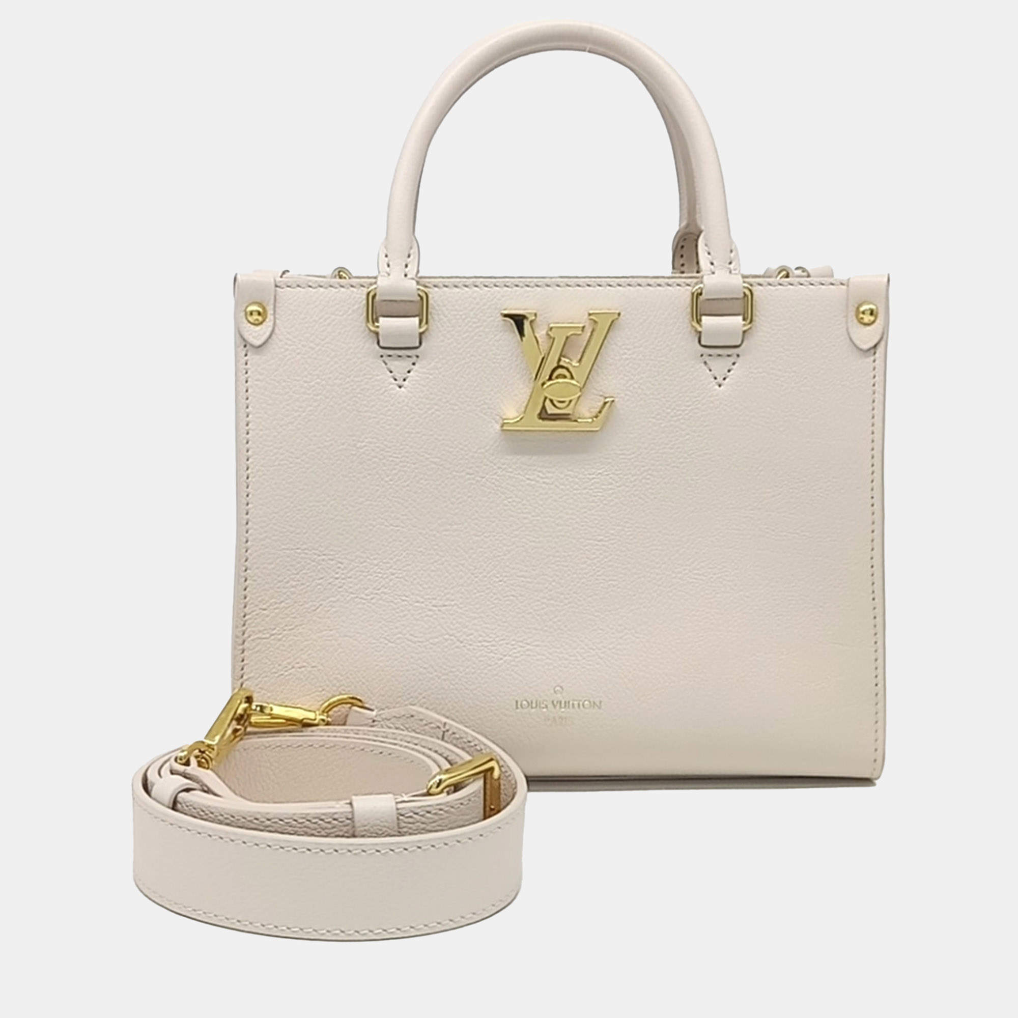 Louis Vuitton Cream Leather Lock & Go bag