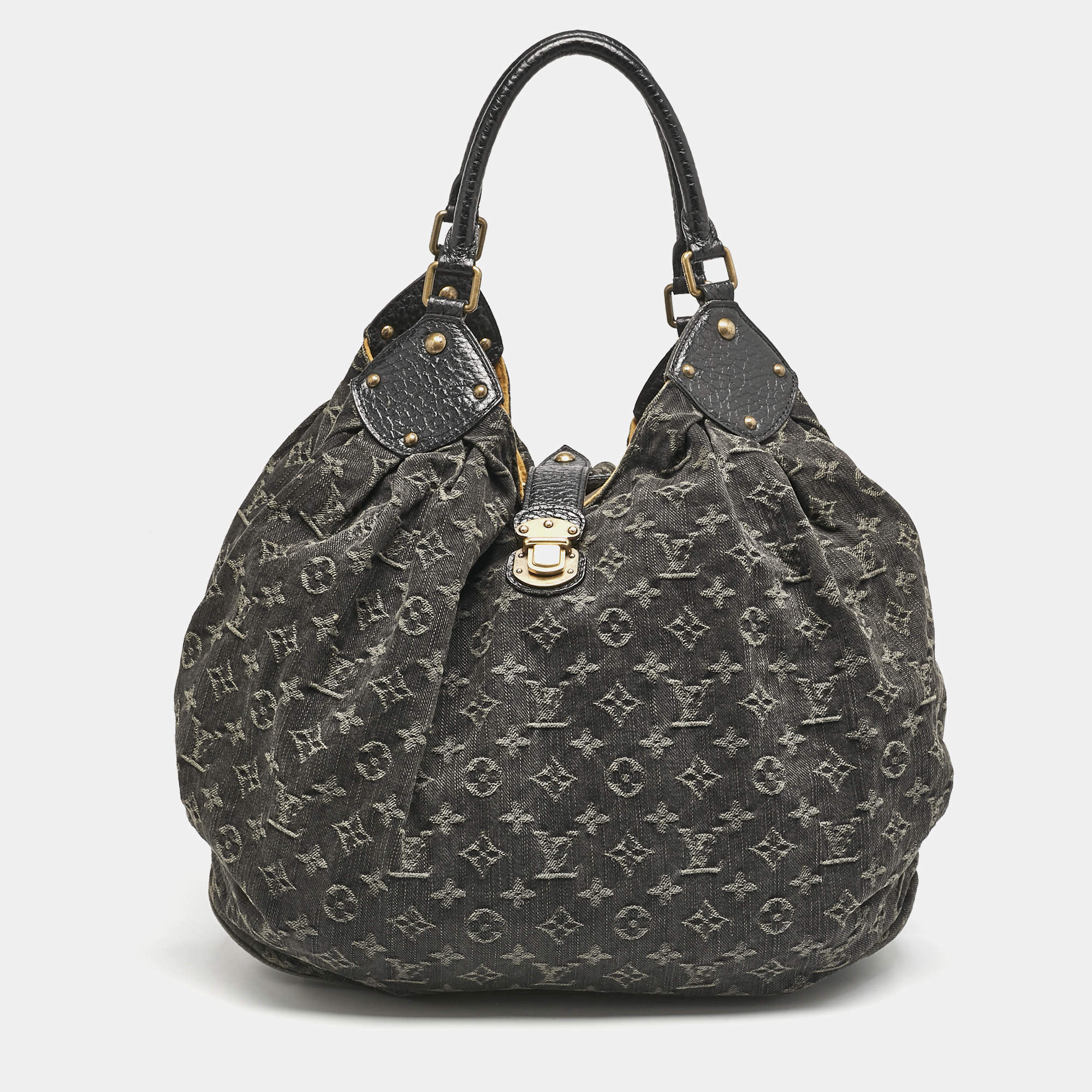 Pre Owned Louis Vuitton Black Denim Monogram Surya XL Bag