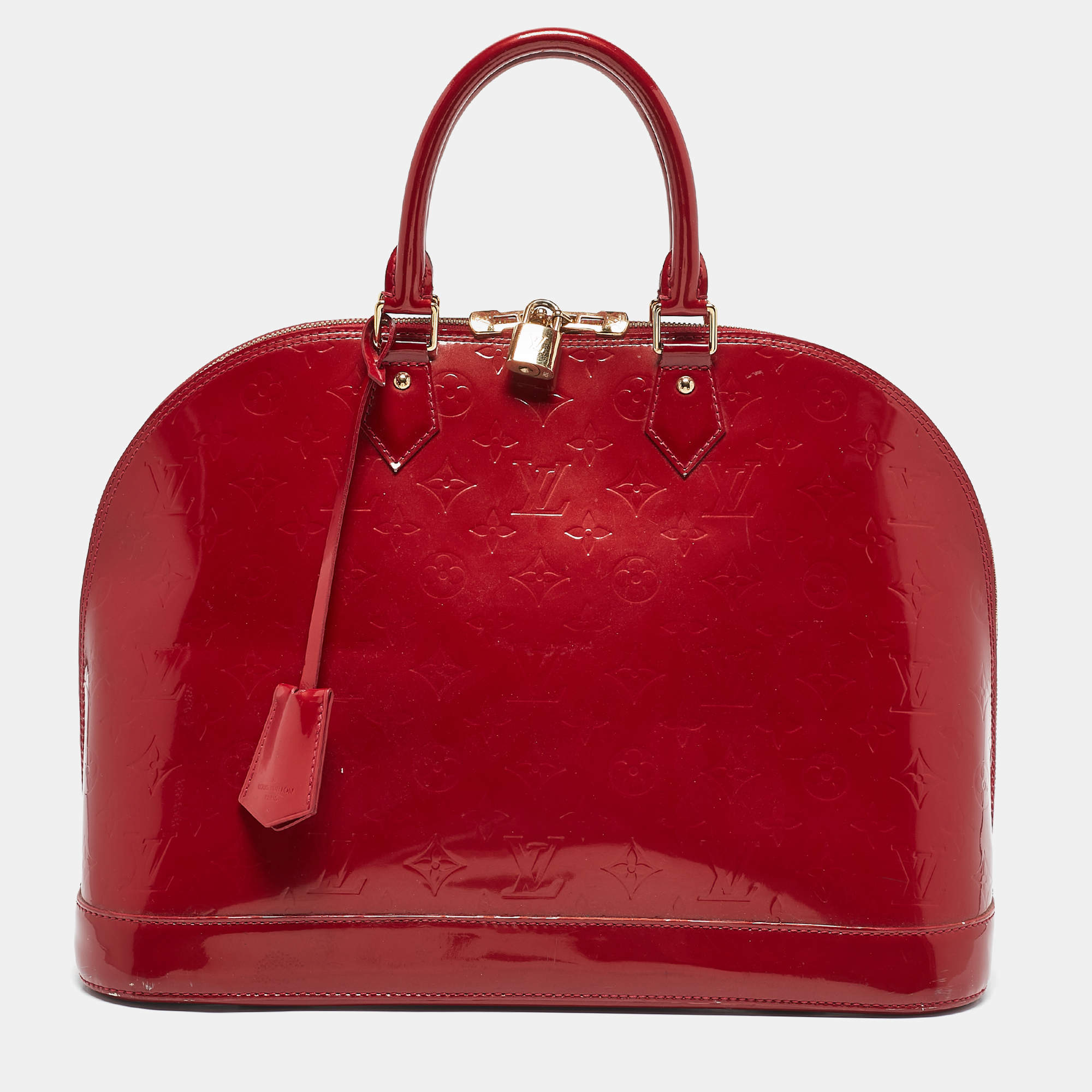 Pre Owned Louis Vuitton Pomme D’amour Monogram Vernis Alma GM Bag