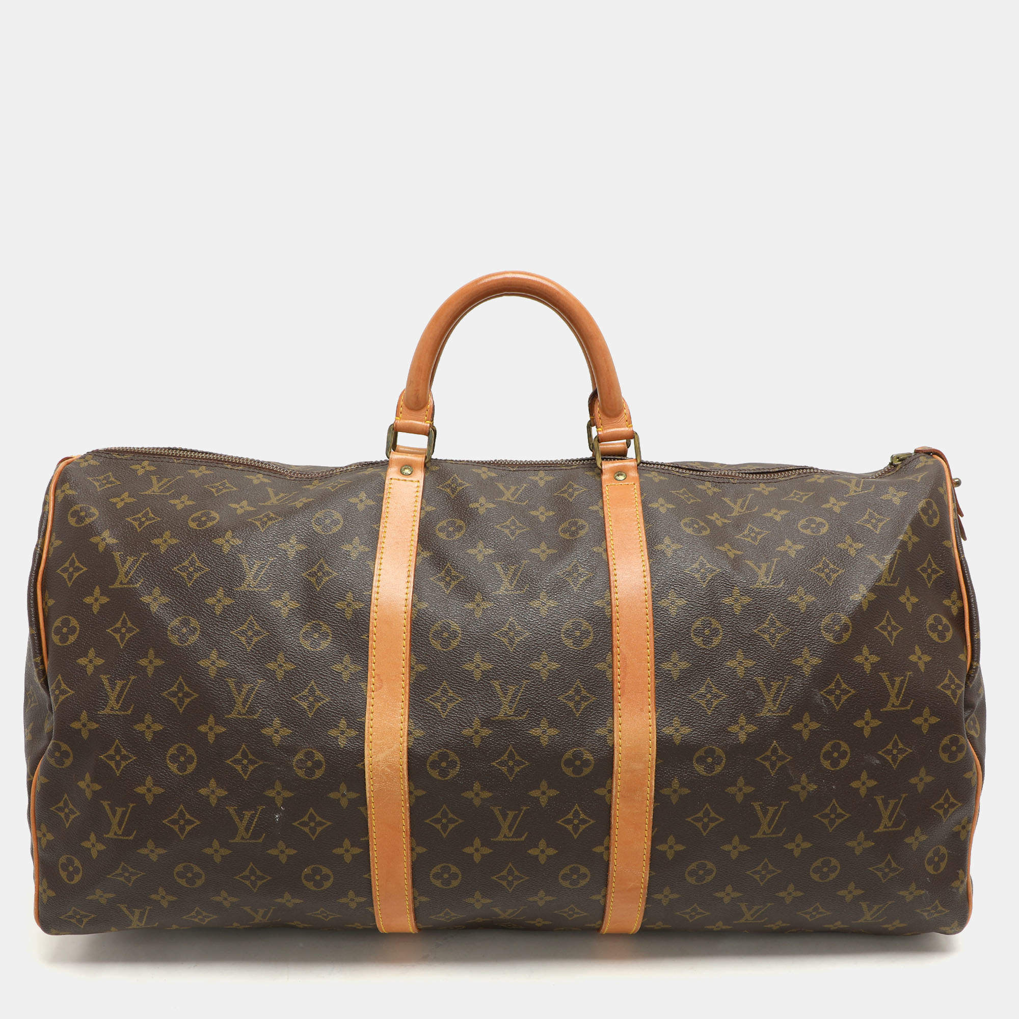Pre Owned Louis Vuitton Monogram Canvas and Leather Keepall 60 Bag