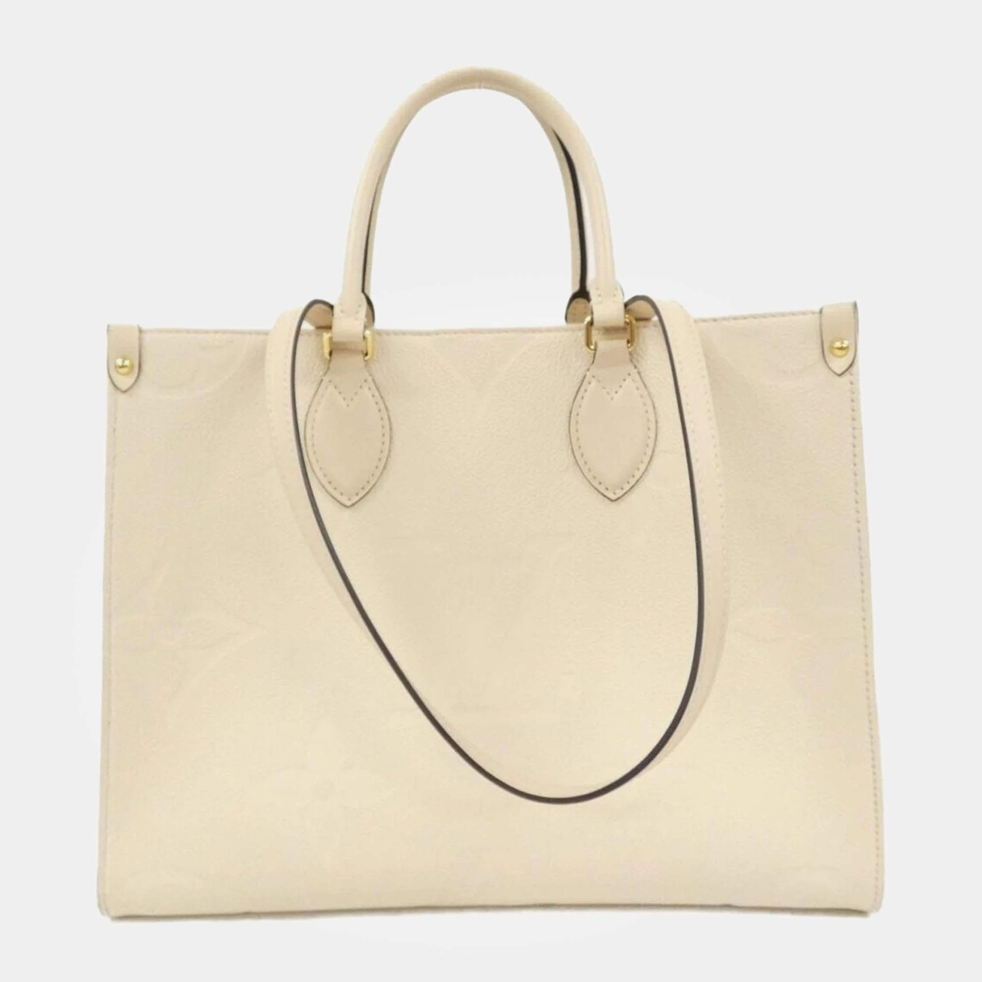 Louis Vuitton Cream Monogram Empreinte Leather OnTheGo MM Handbag
