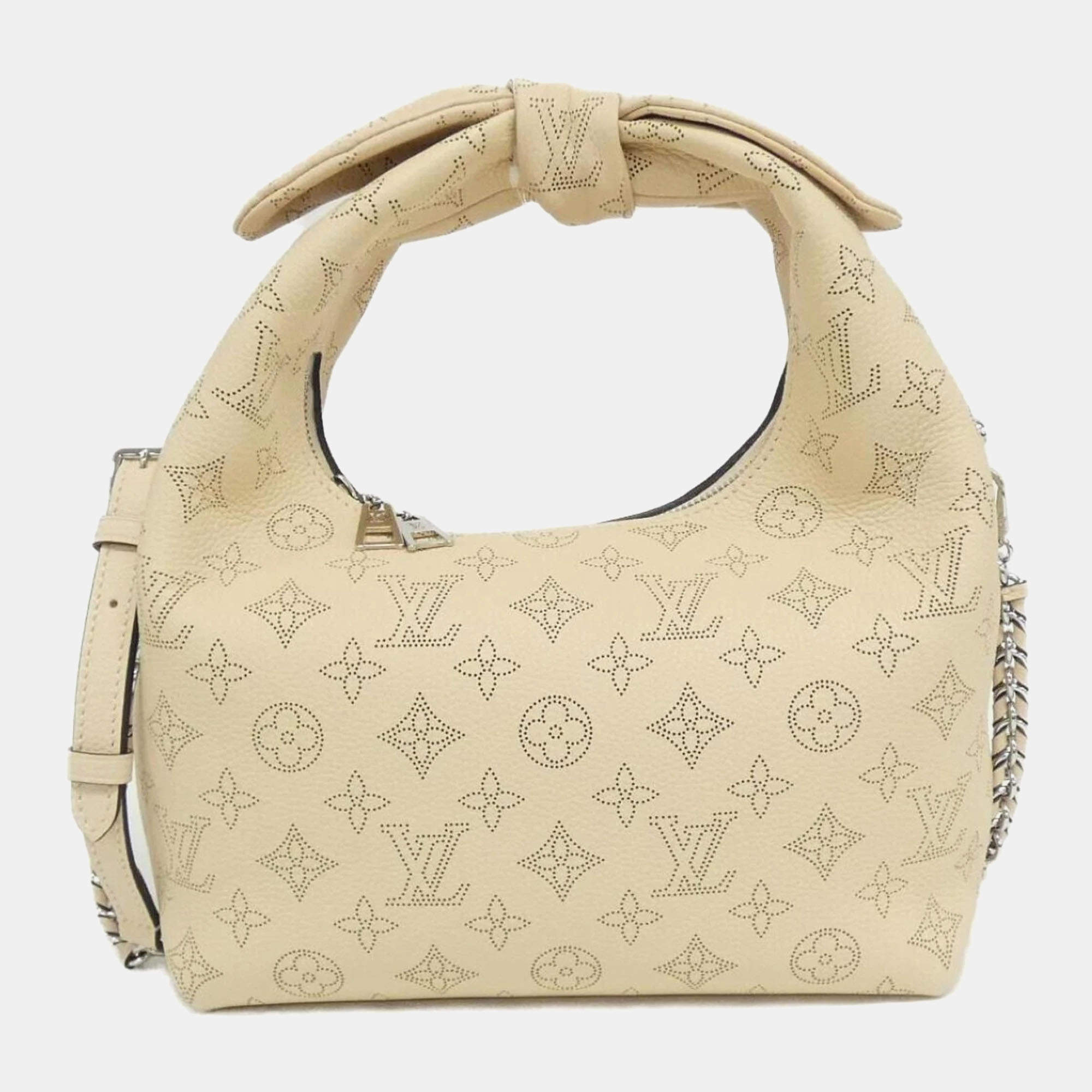 Pre Owned Louis Vuitton Beige Mahina Leather PM Shoulder Bag