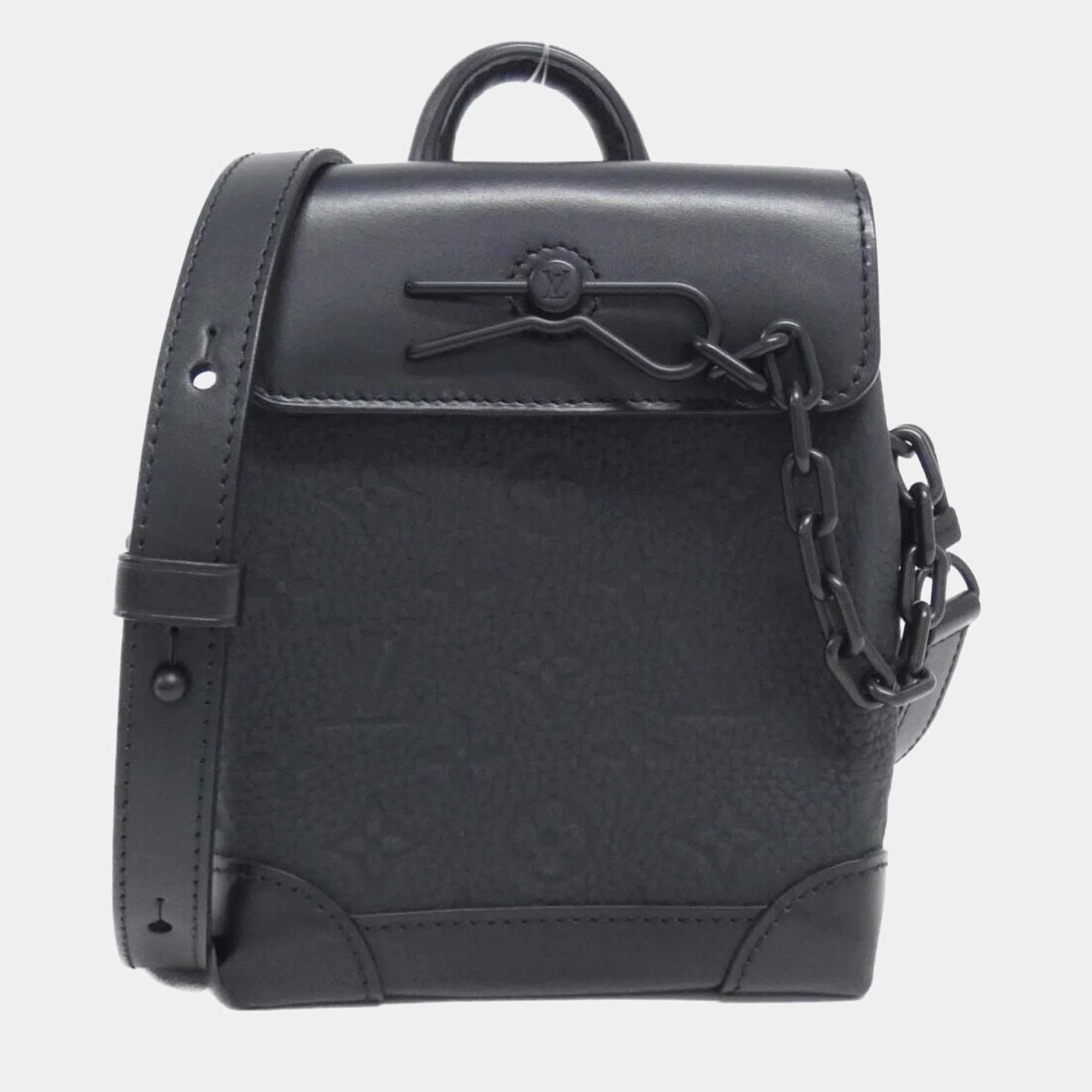 Pre Owned Louis Vuitton Black Taurillon Monogram Nano Steamer Shoulder Bag