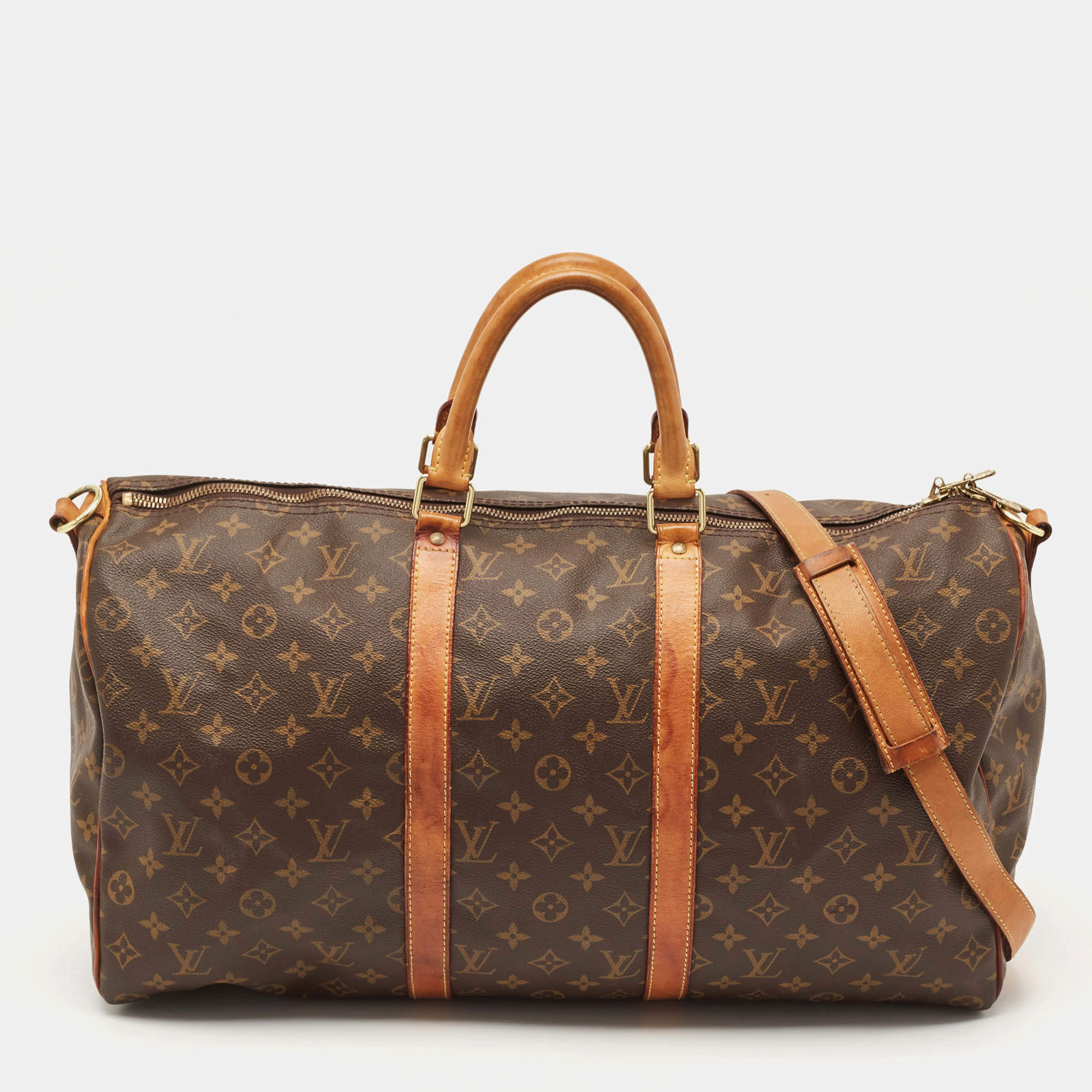 Pre Owned Louis Vuitton Monogram Canvas Keepall Bandouliere 50 Bag