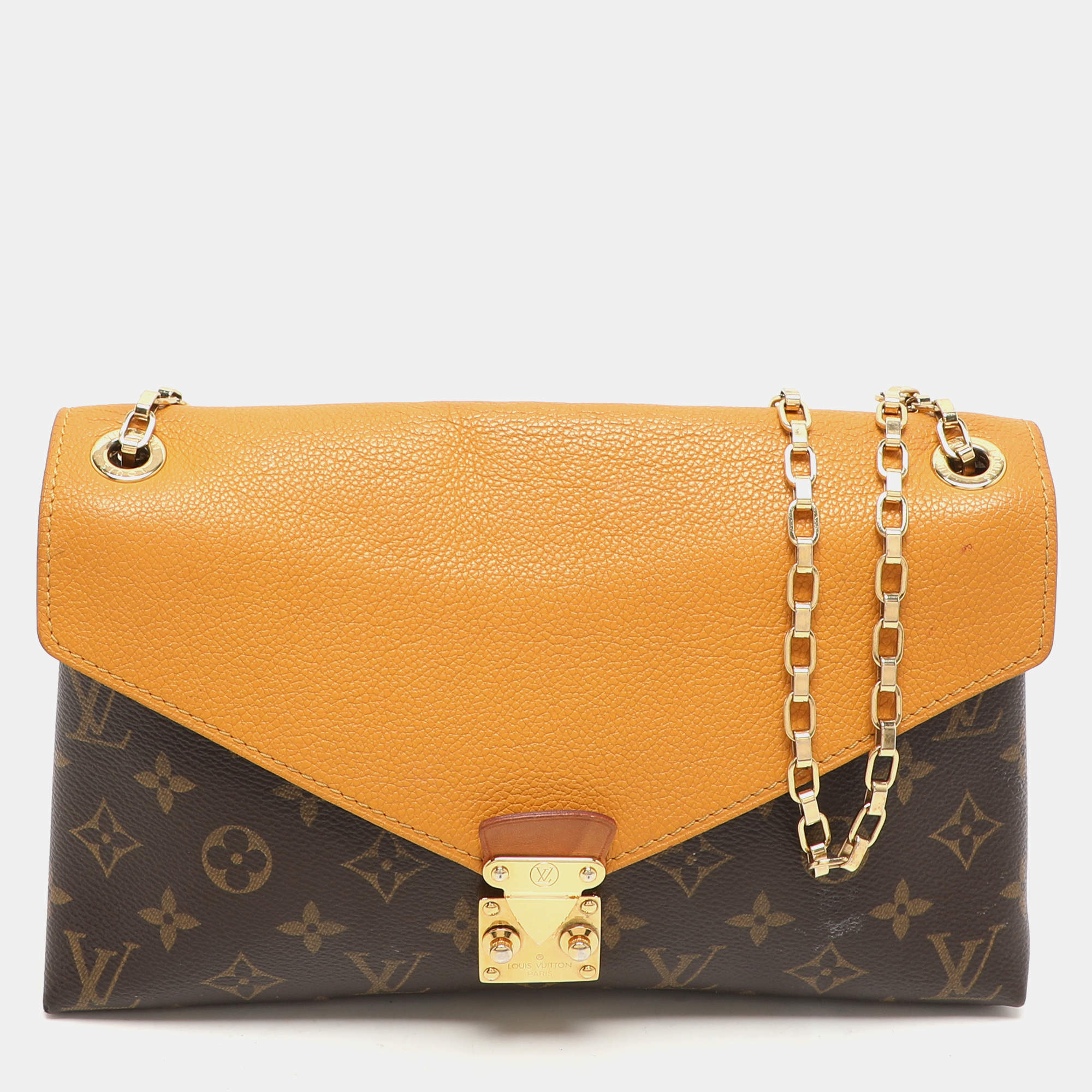 Pre Owned Louis Vuitton Safran Monogram Canvas Pallas Chain Bag