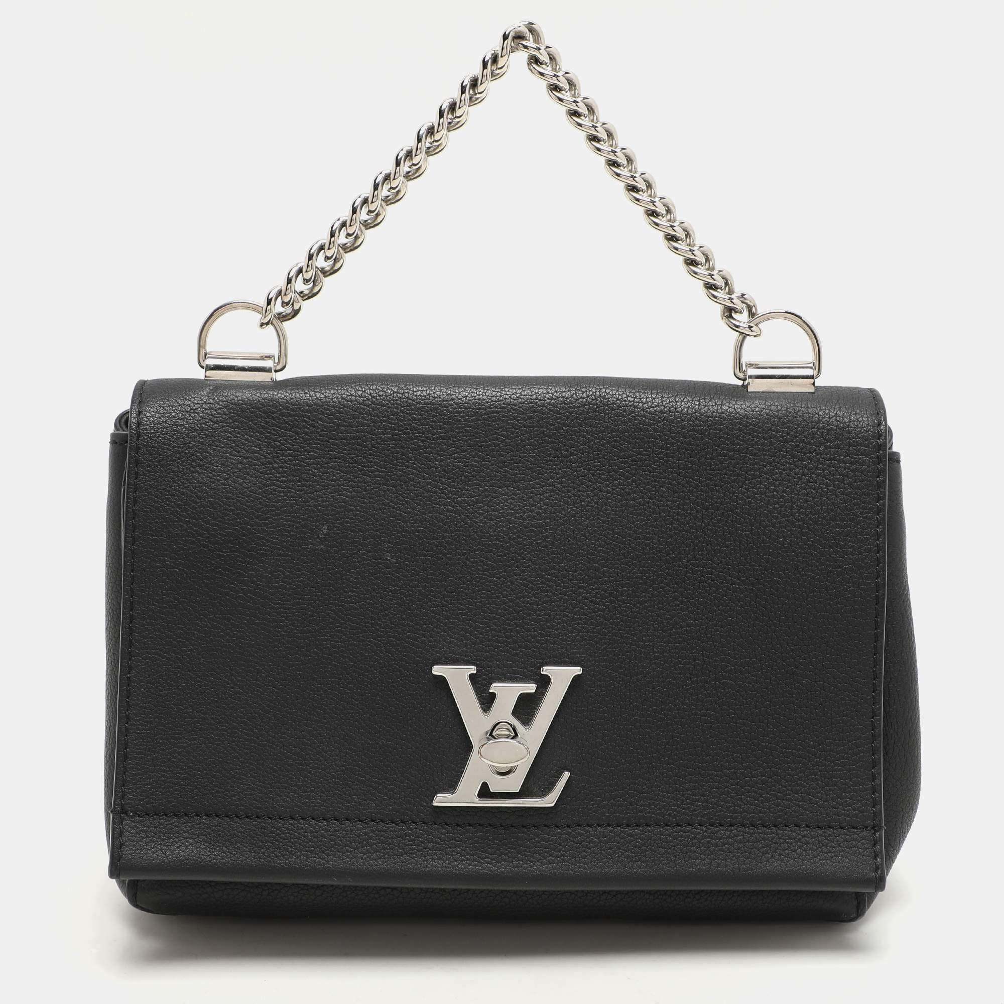Pre Owned Louis Vuitton Black Leather Lockme II BB Bag