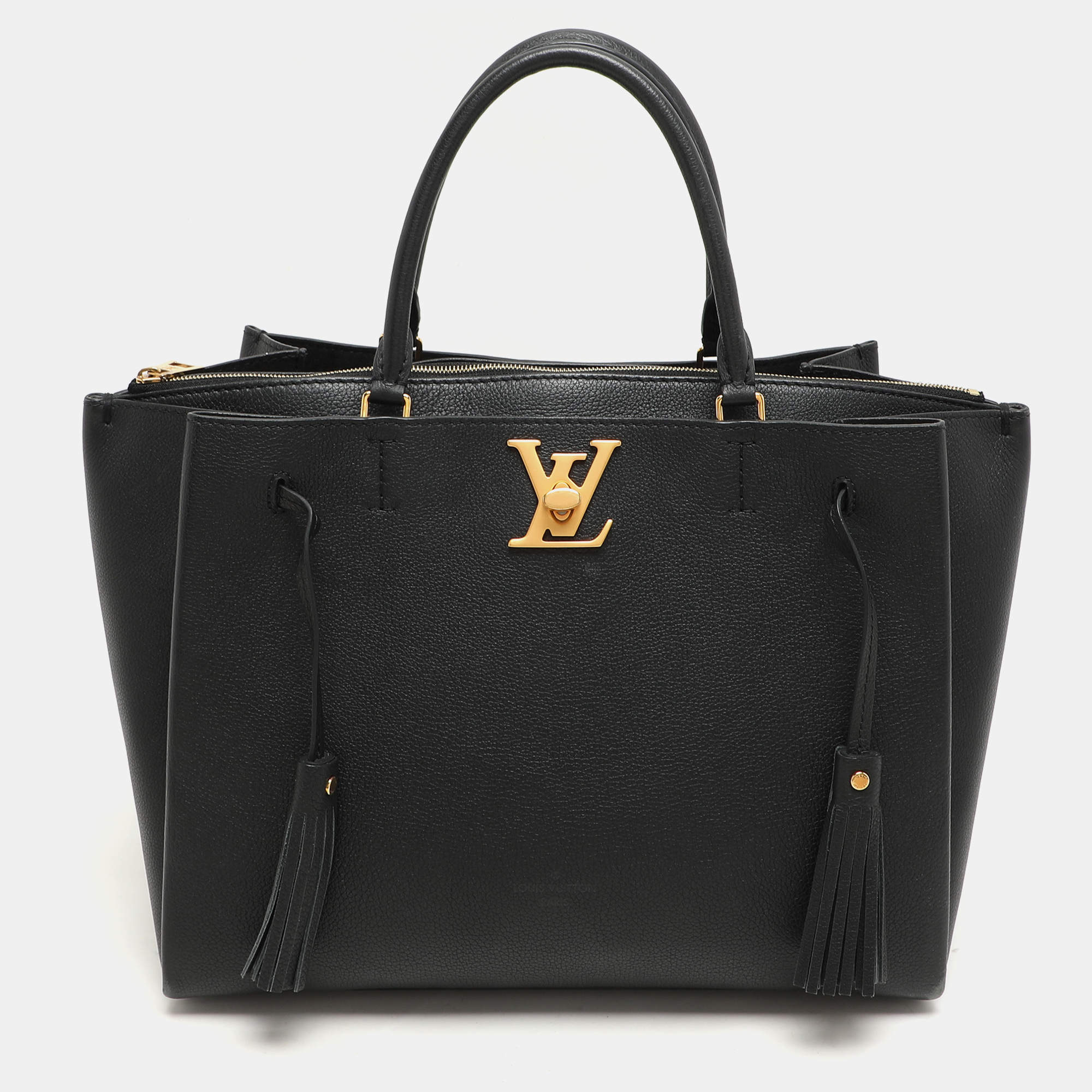 Louis Vuitton Black Leather Lockmeto Bag