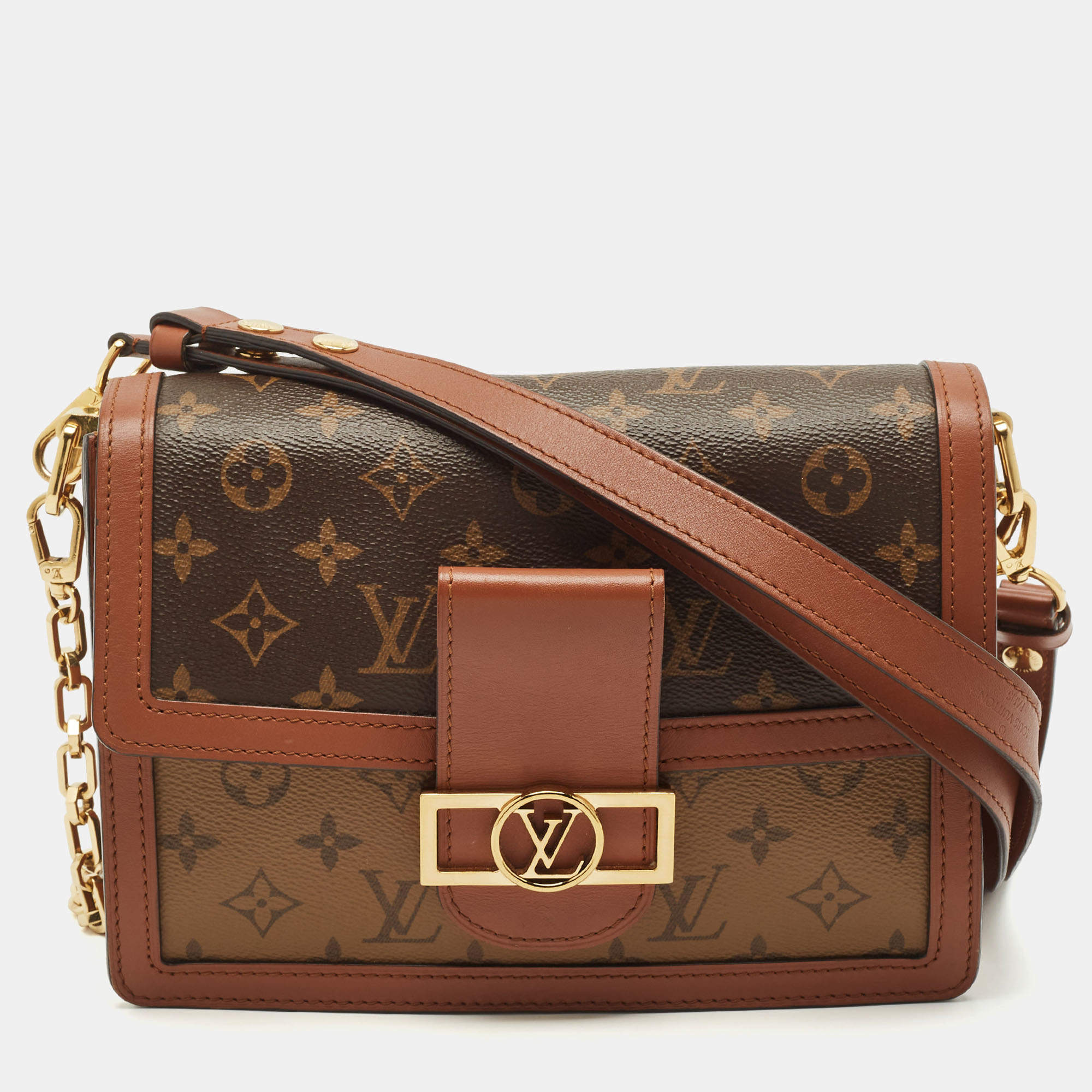 Pre Owned Louis Vuitton Monogram/Monogram Reverse Canvas Dauphine MM Bag
