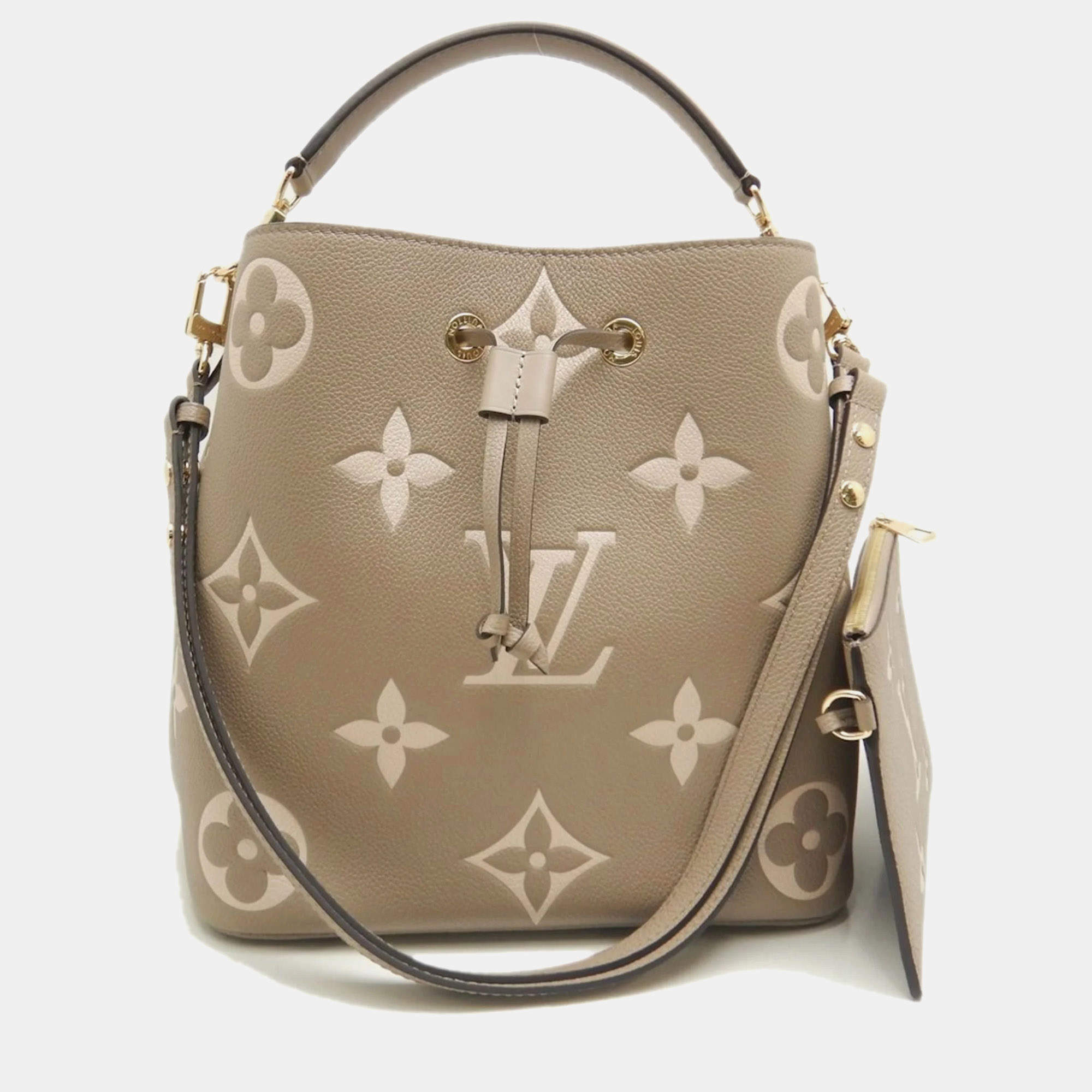 Louis Vuitton Tourterelle Creme Bicolor Leather Neonoe MM Shoulder Bag