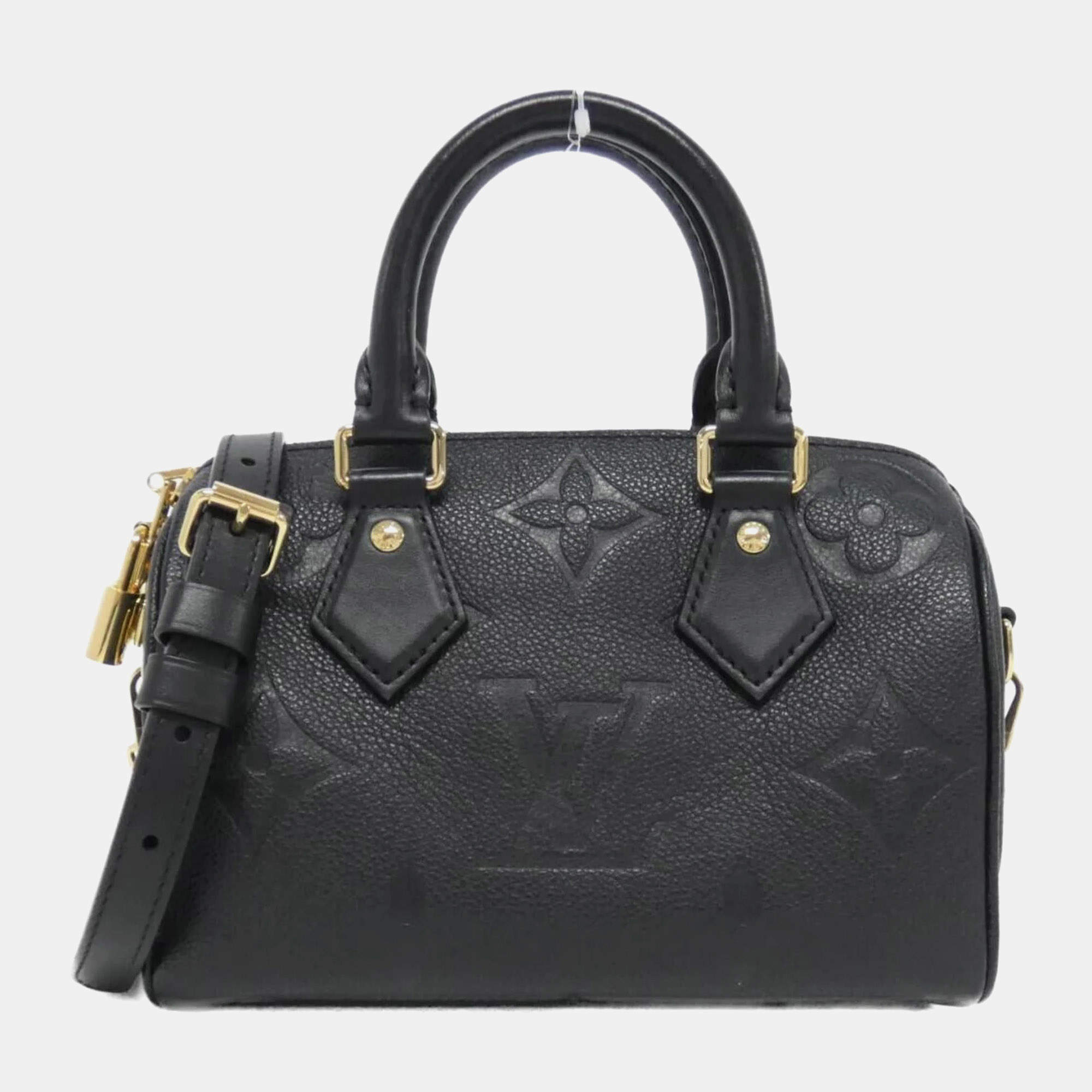 Louis Vuitton Black Monogram Empreinte Leather Speedy Bandouliere 20 Boston Bag