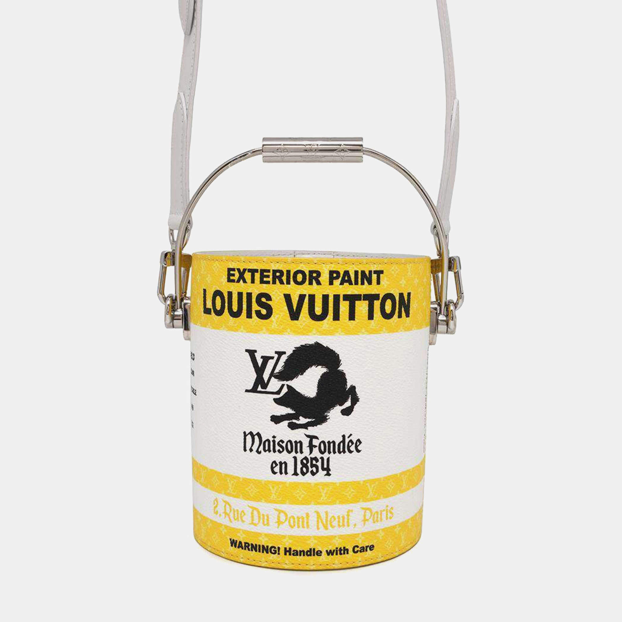 Louis Vuitton White/Yellow LV Paint Can Shoulder Bag