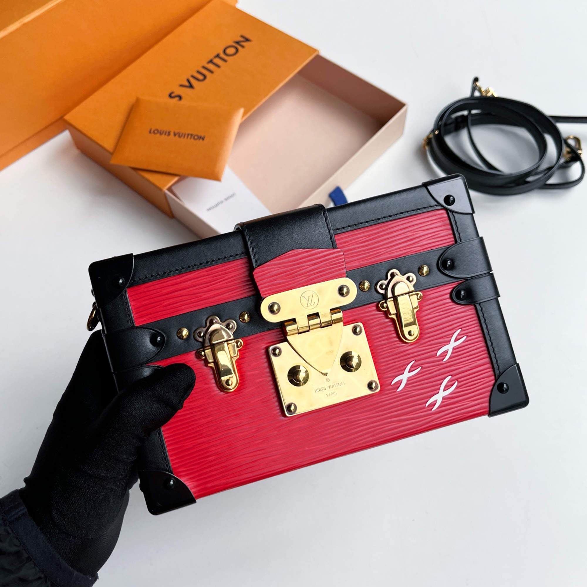  Louis Vuitton Red Epi Leather Small Trunk Bag
