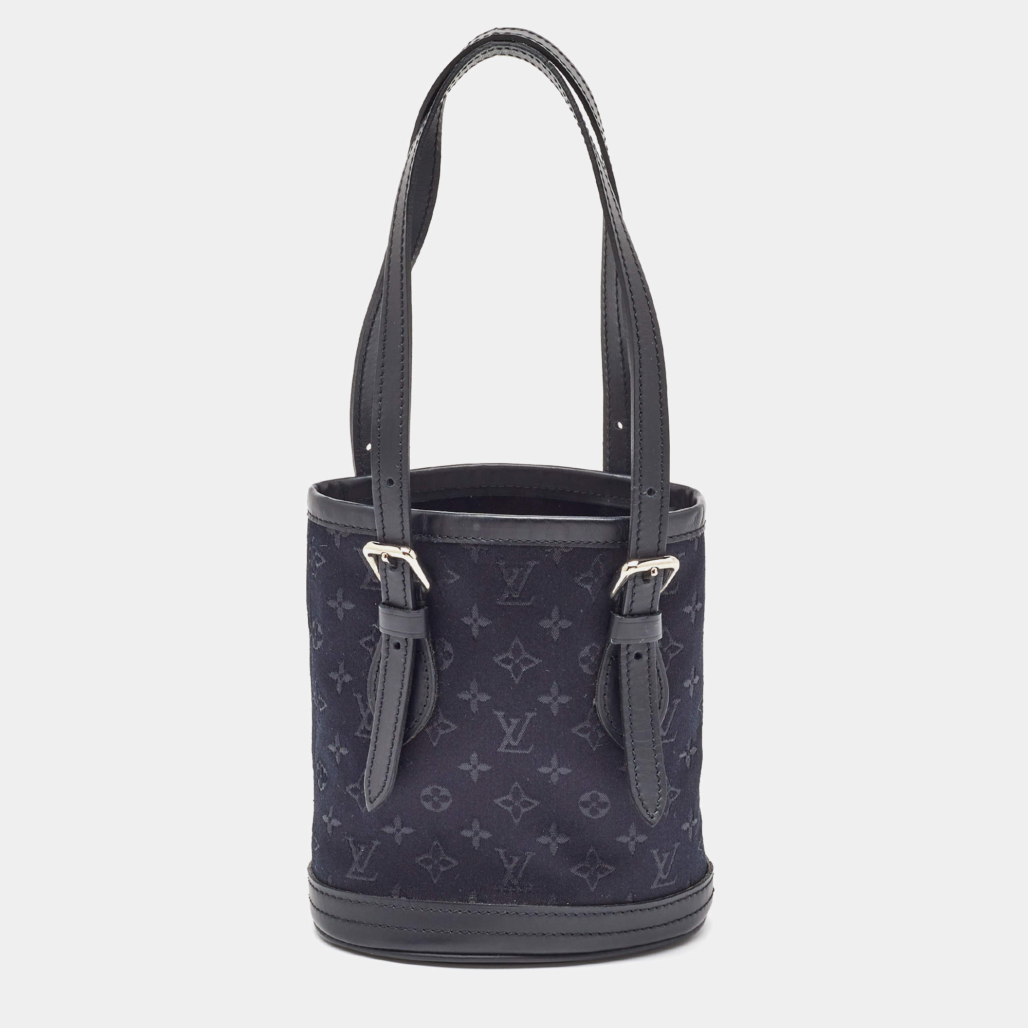 Pre Owned Louis Vuitton Black Monogram Satin Mini Bucket Bag