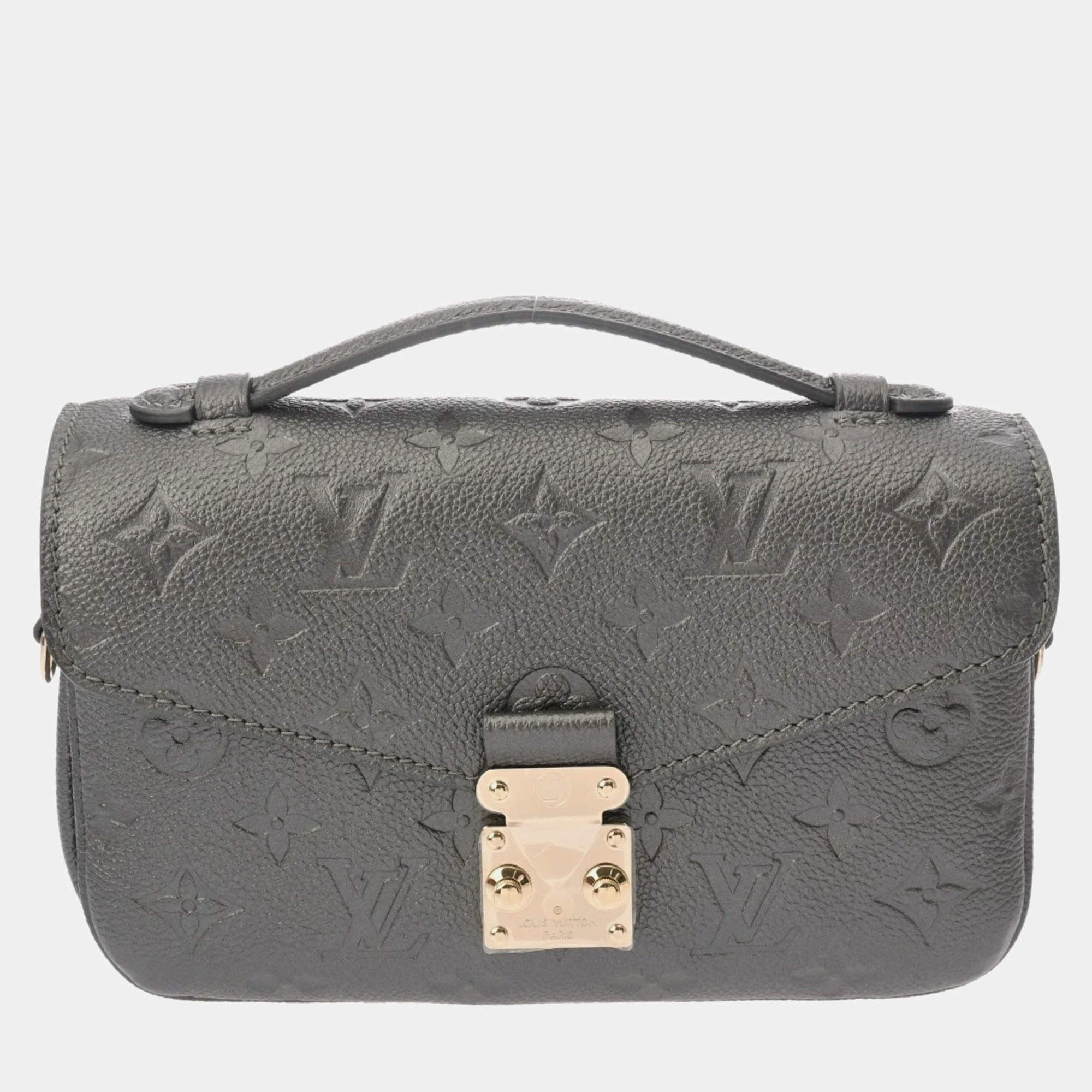 Pre Owned Louis Vuitton Gunmetal Monogram Empreinte Leather Pochette Metis MM Handbag