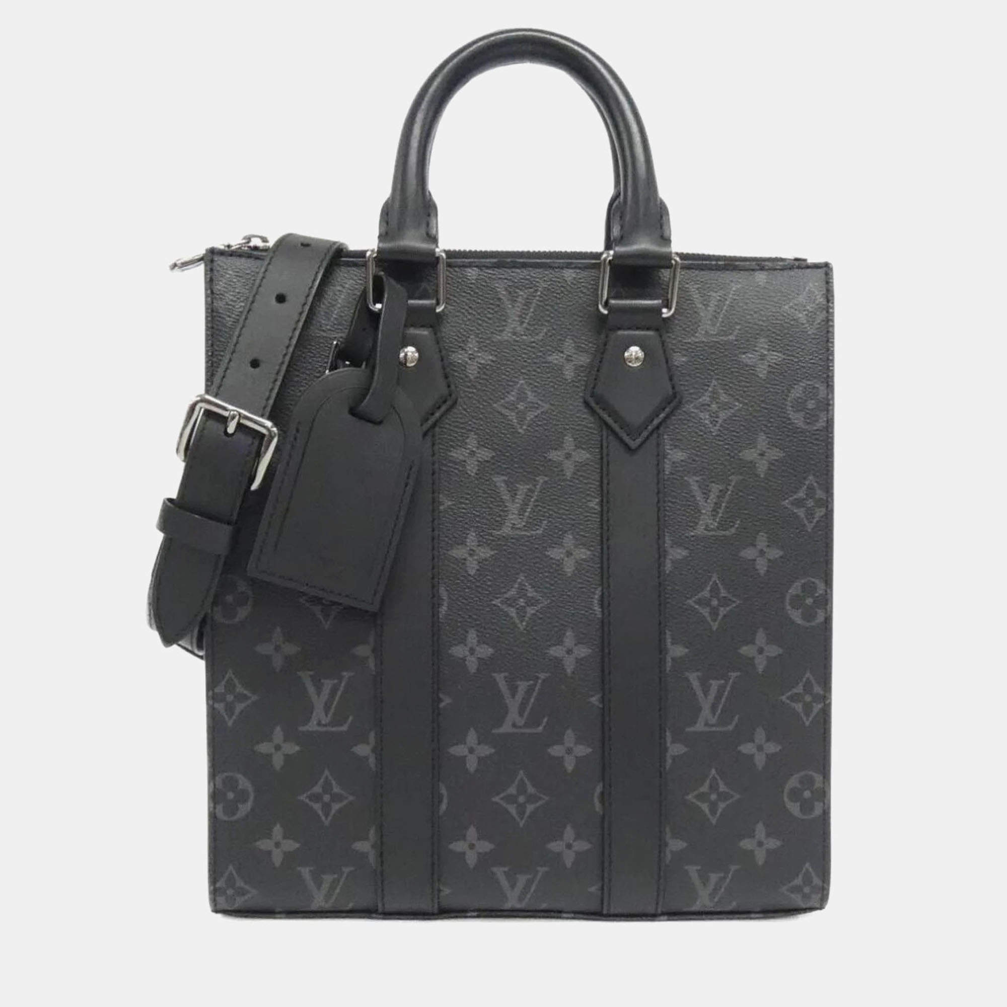 Louis Vuitton Black Canvas Monogram Eclipse Sac Plat Tote Bag