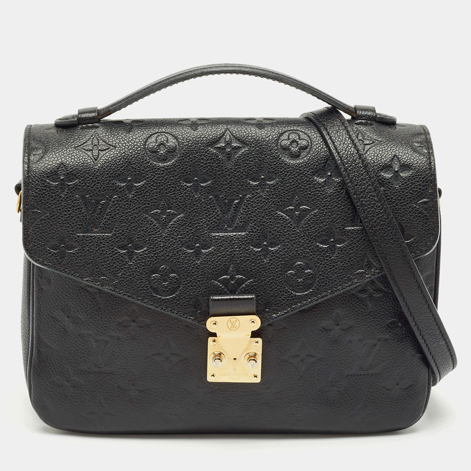 Pre Owned Louis Vuitton Black Monogram Empreinte Pochette Metis Bag