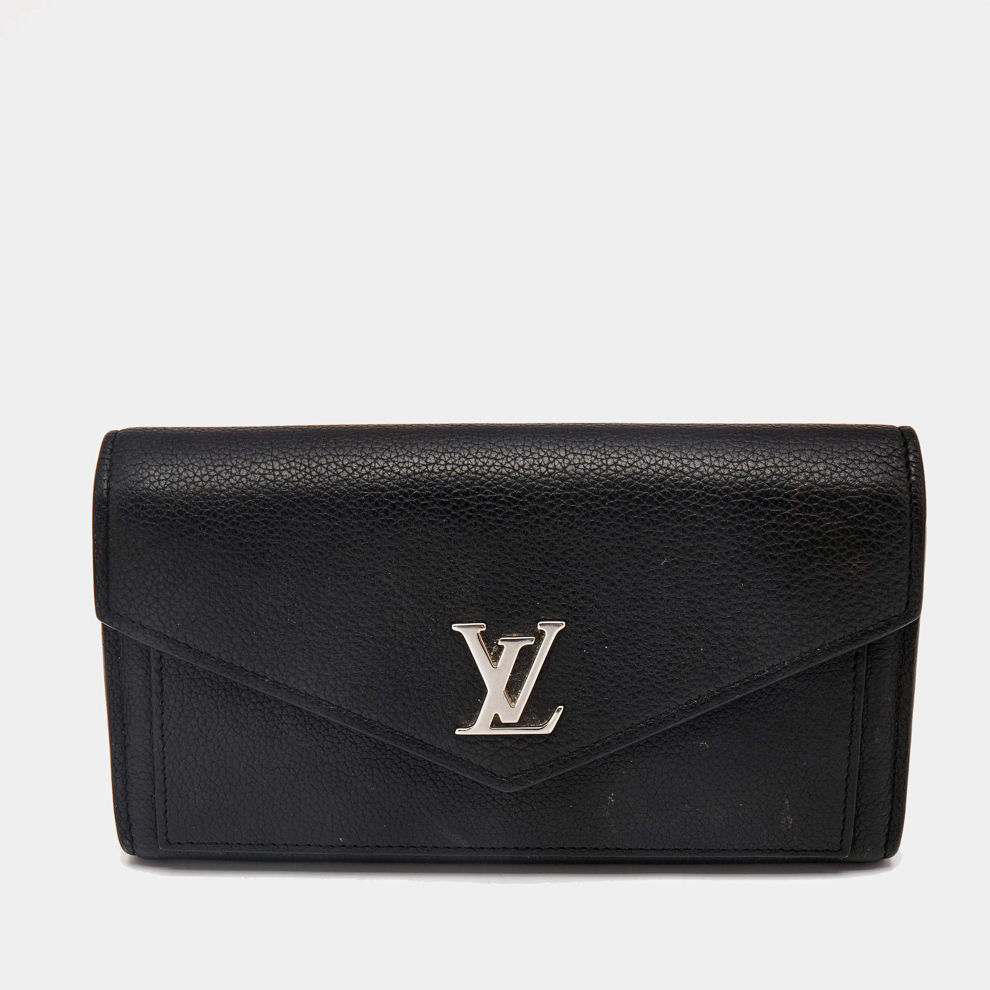 Louis Vuitton Black Leather Lockme II Wallet