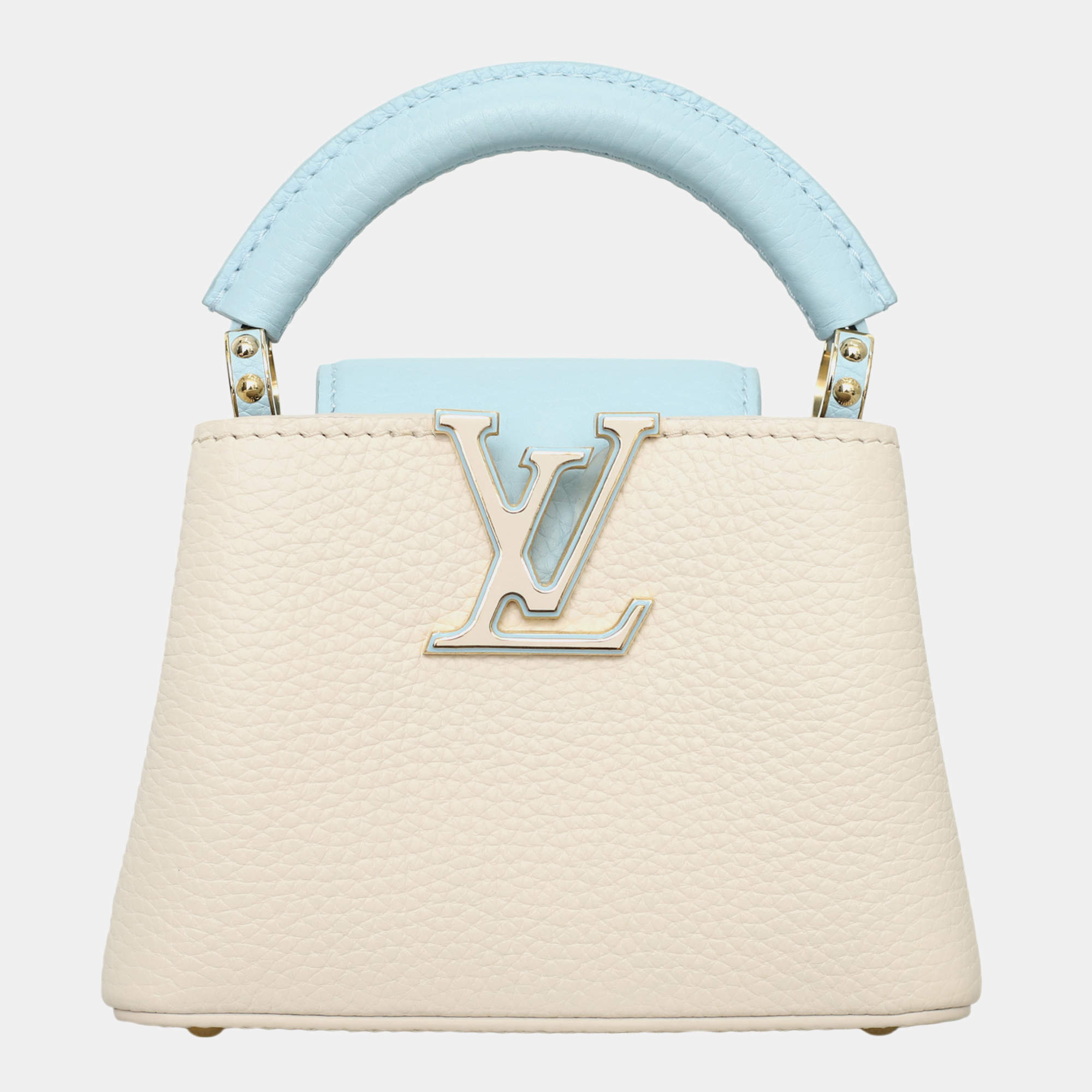 Louis Vuitton Quartz Pink & Sky Blue Leather Lovelock Chain Capucines Nano Bag