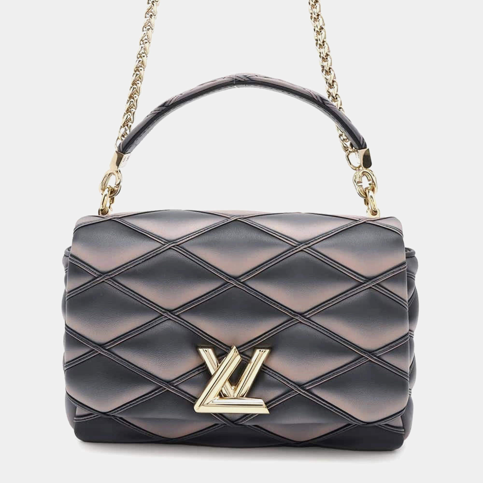 Louis Vuitton Black & Pink Lambskin Leather GO-14 MM Shoulder Bag