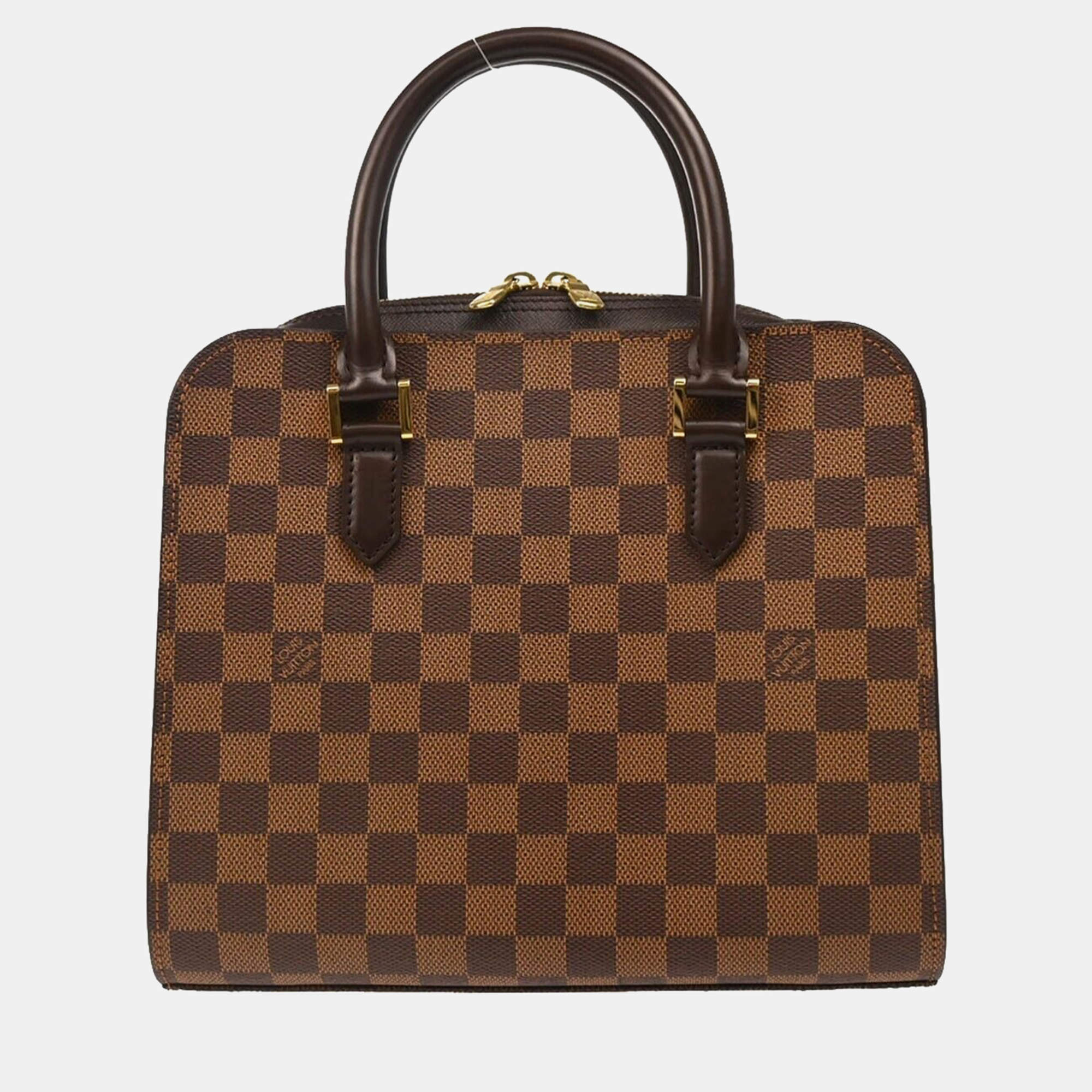 Pre Owned Louis Vuitton Brown Damier Ebene Triana Handbag
