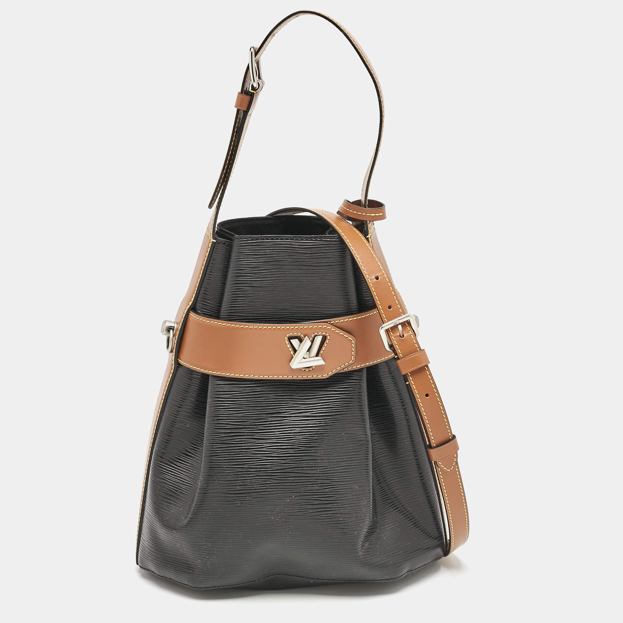 Pre Owned Louis Vuitton Black/Brown Epi Leather Twist Bucket Bag