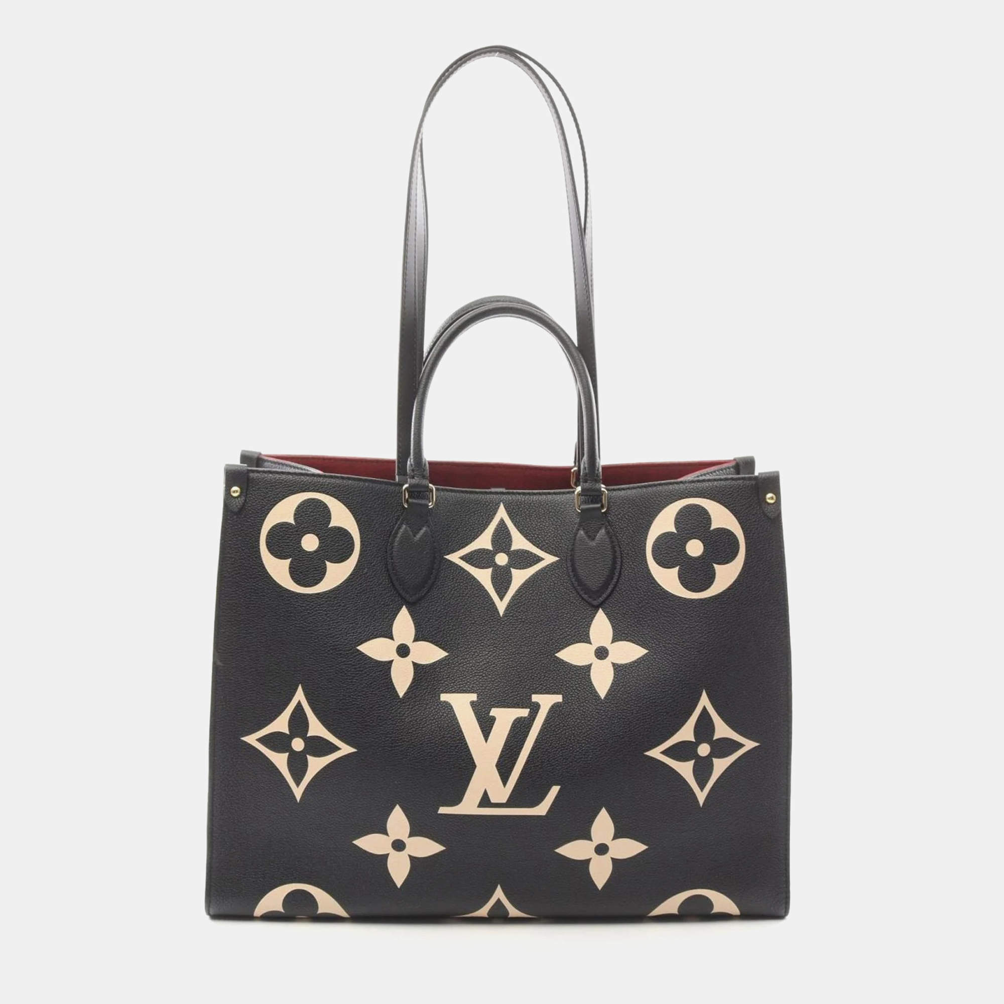 Louis Vuitton Black Beige Monogram Empreinte OnTheGo GM Tote Bag