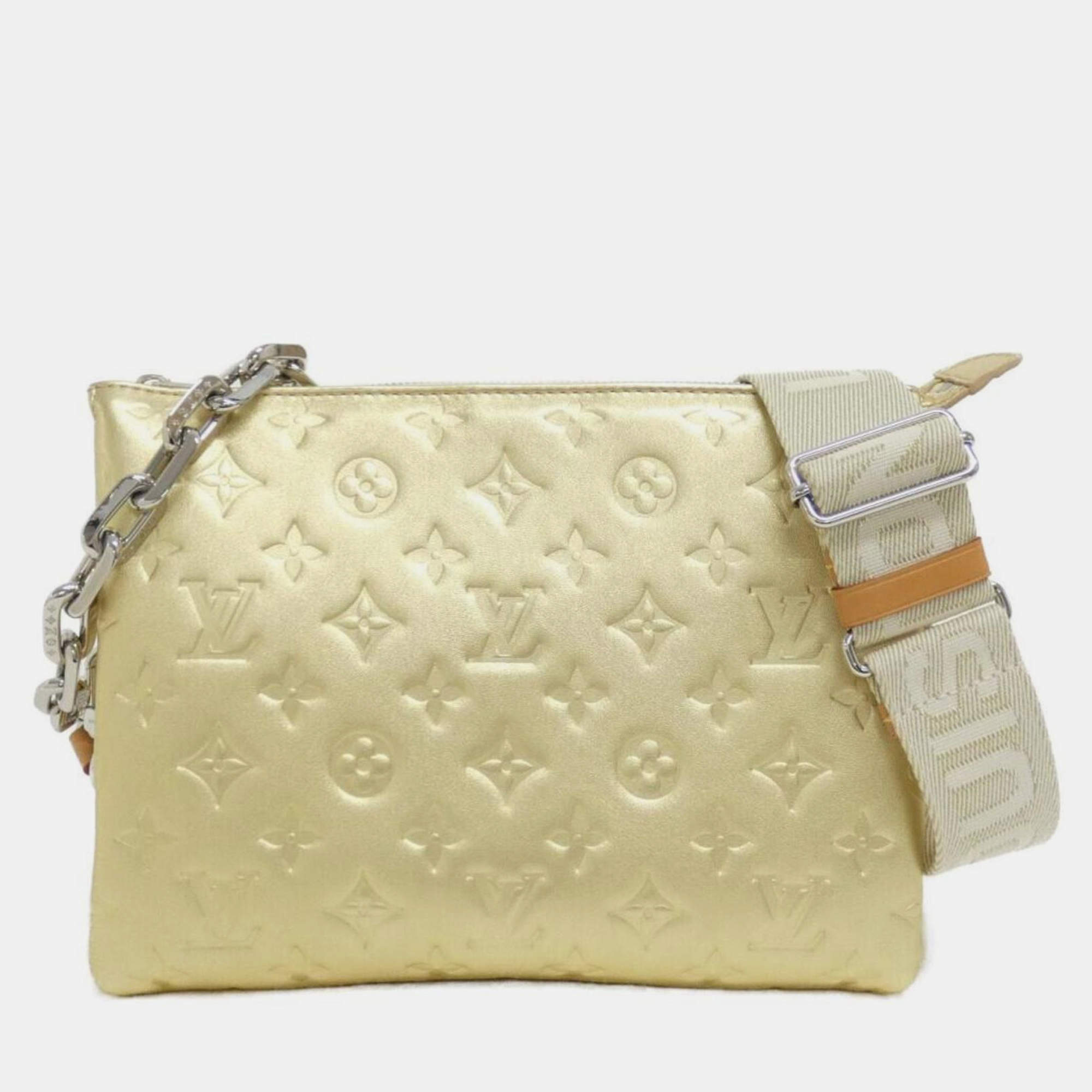 Louis Vuitton Gold Leather Monogram Coussin PM Shoulder Bag