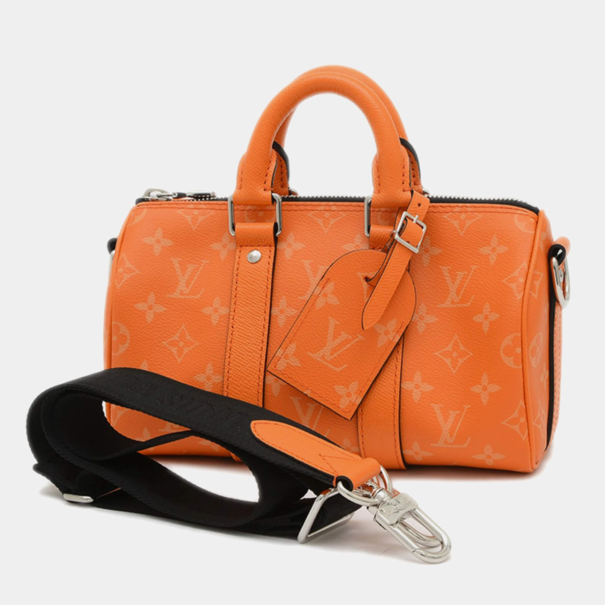 Louis Vuitton Orange Leather Taigarama Keepall Bandouliere 25 Shoulder Bag