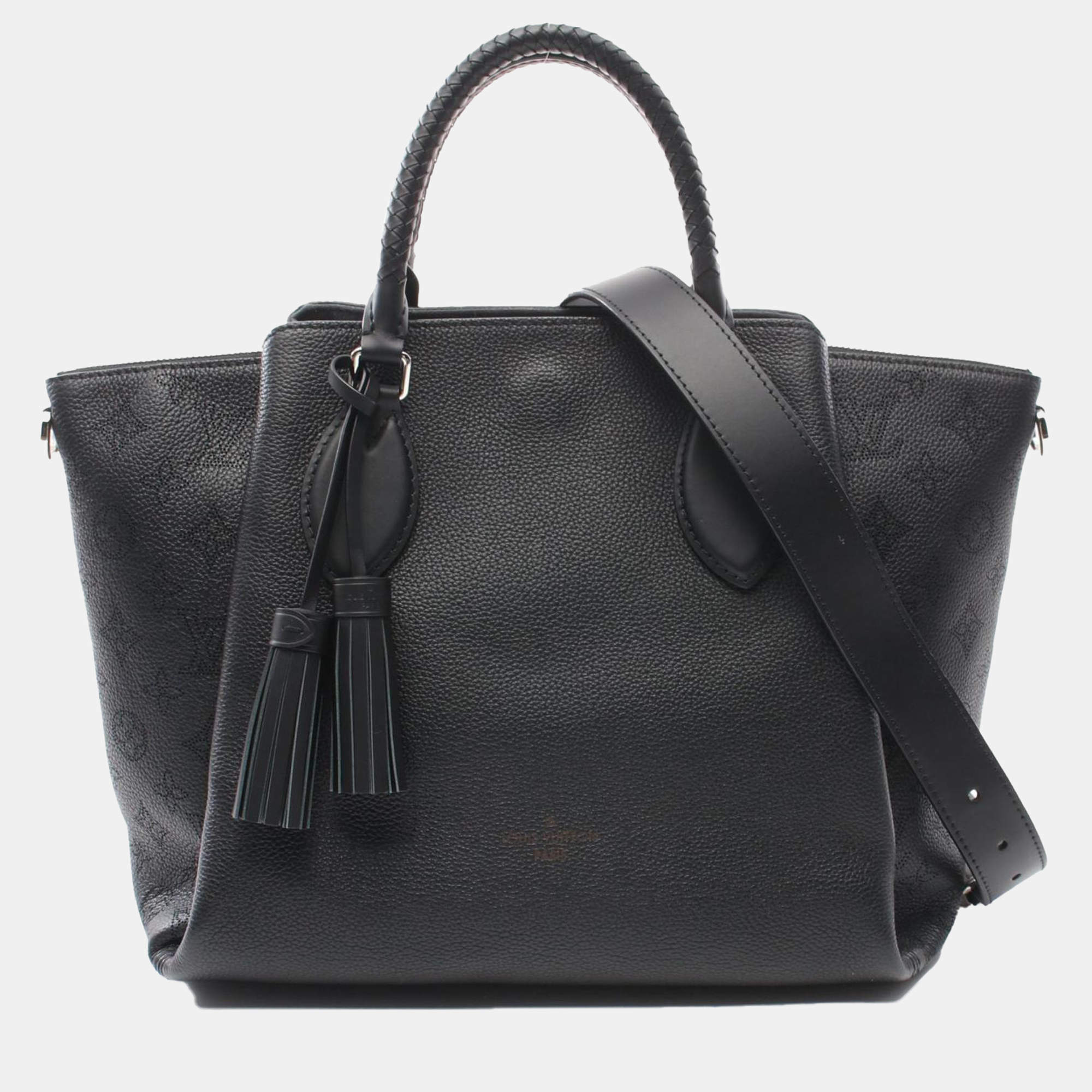 Pre Owned Louis Vuitton Black Leather Mahina Haumea Satchel Bag
