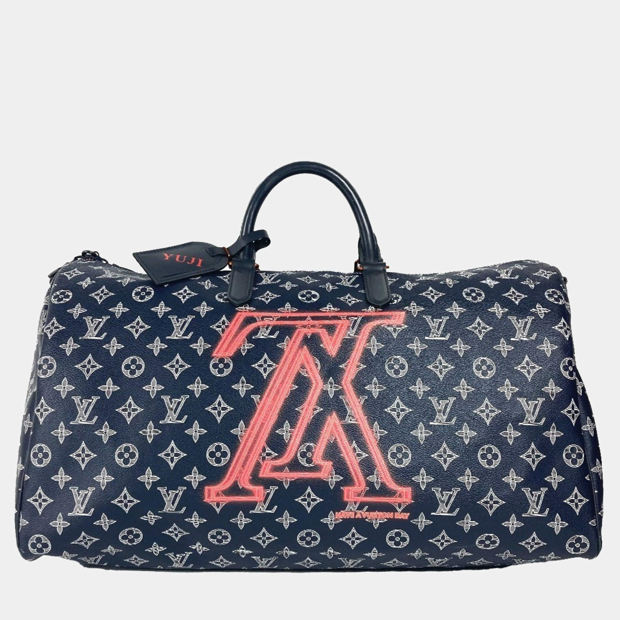 Louis Vuitton Navy Monogram Canvas Ink Upside Down Keepall Bandouliere 50 Travel Bag