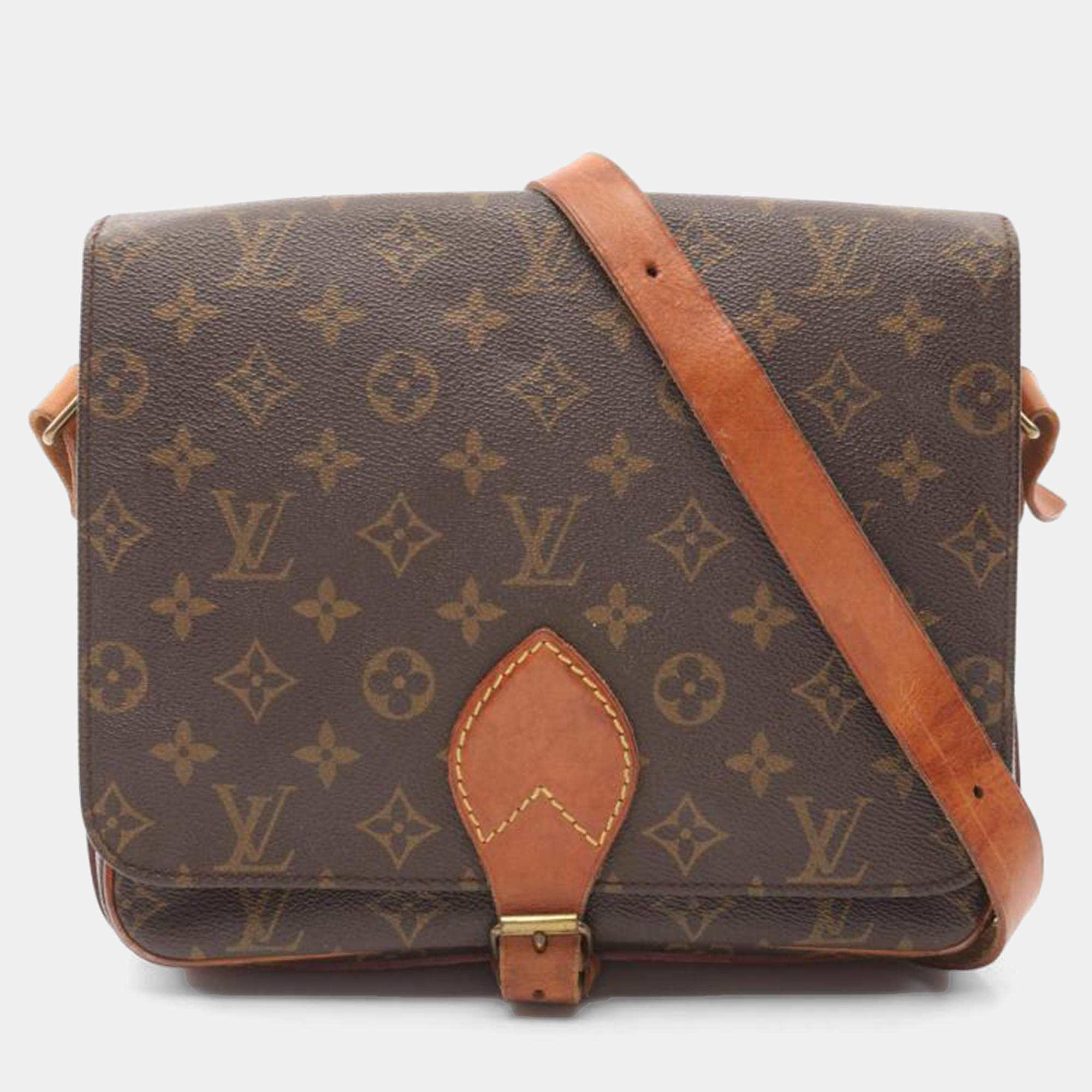 Pre Owned Louis Vuitton Brown Monogram Canvas Cartouchiere Shoulder Bag