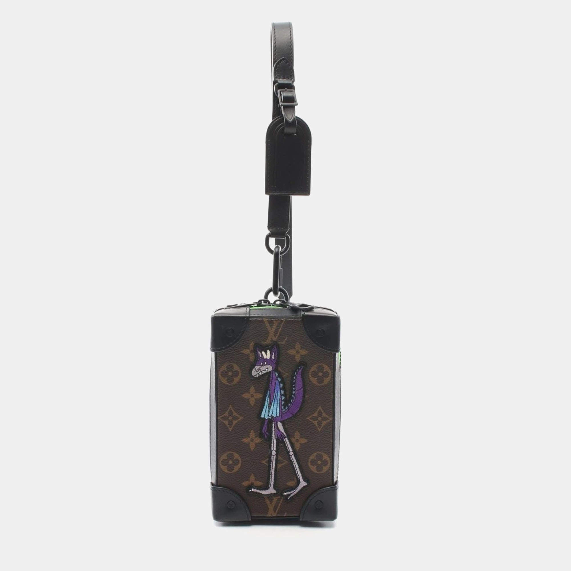 Pre Owned  Louis Vuitton Black Brown Monogram Macassar Soft Trunk Phone Box Bag