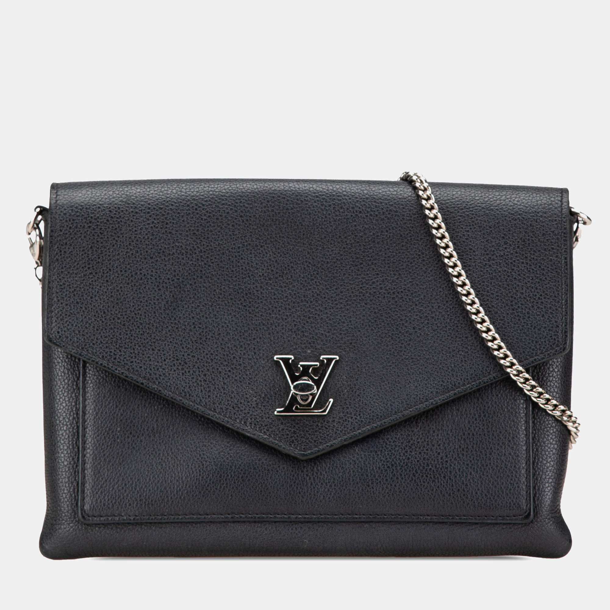 Pre Owned Louis Vuitton Black Leather MyLockMe Chain Pochette