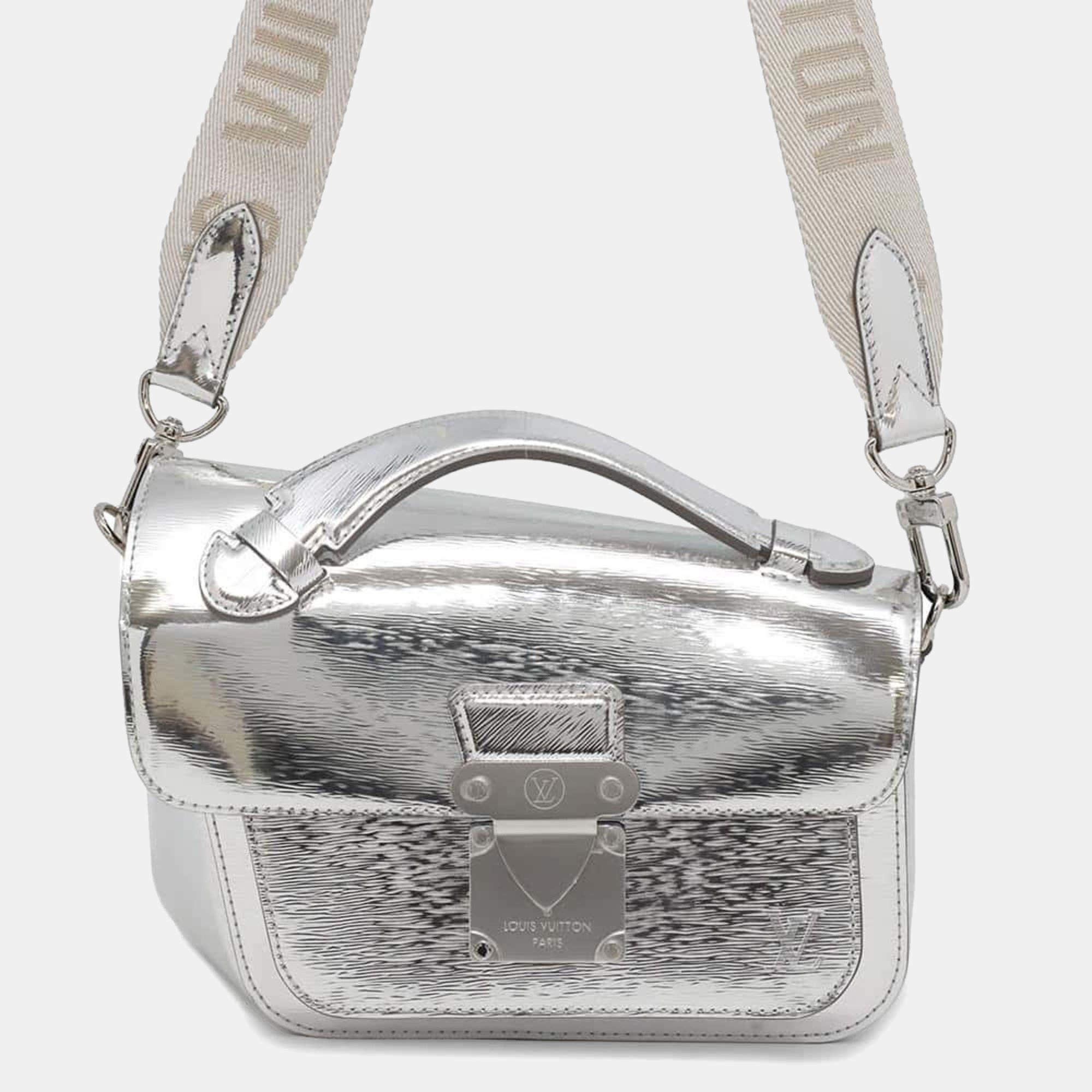Louis Vuitton Silver Leather Monceau Distorted Handbag