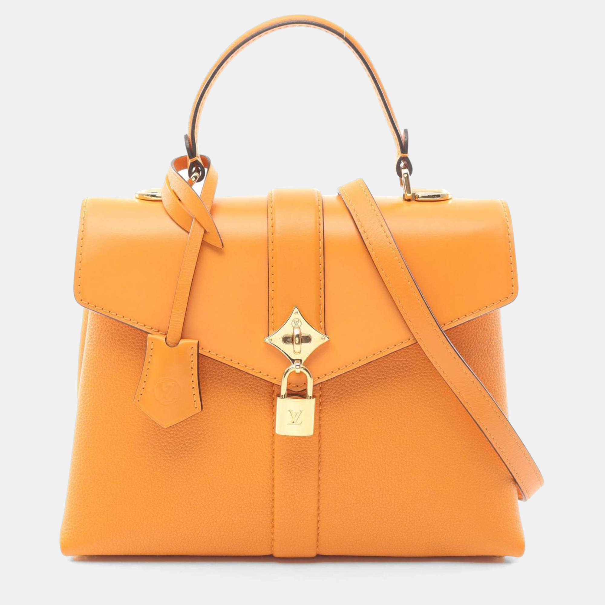 Pre Owned Louis Vuitton Orange Leather Rose des Vents PM Top Handle Bag