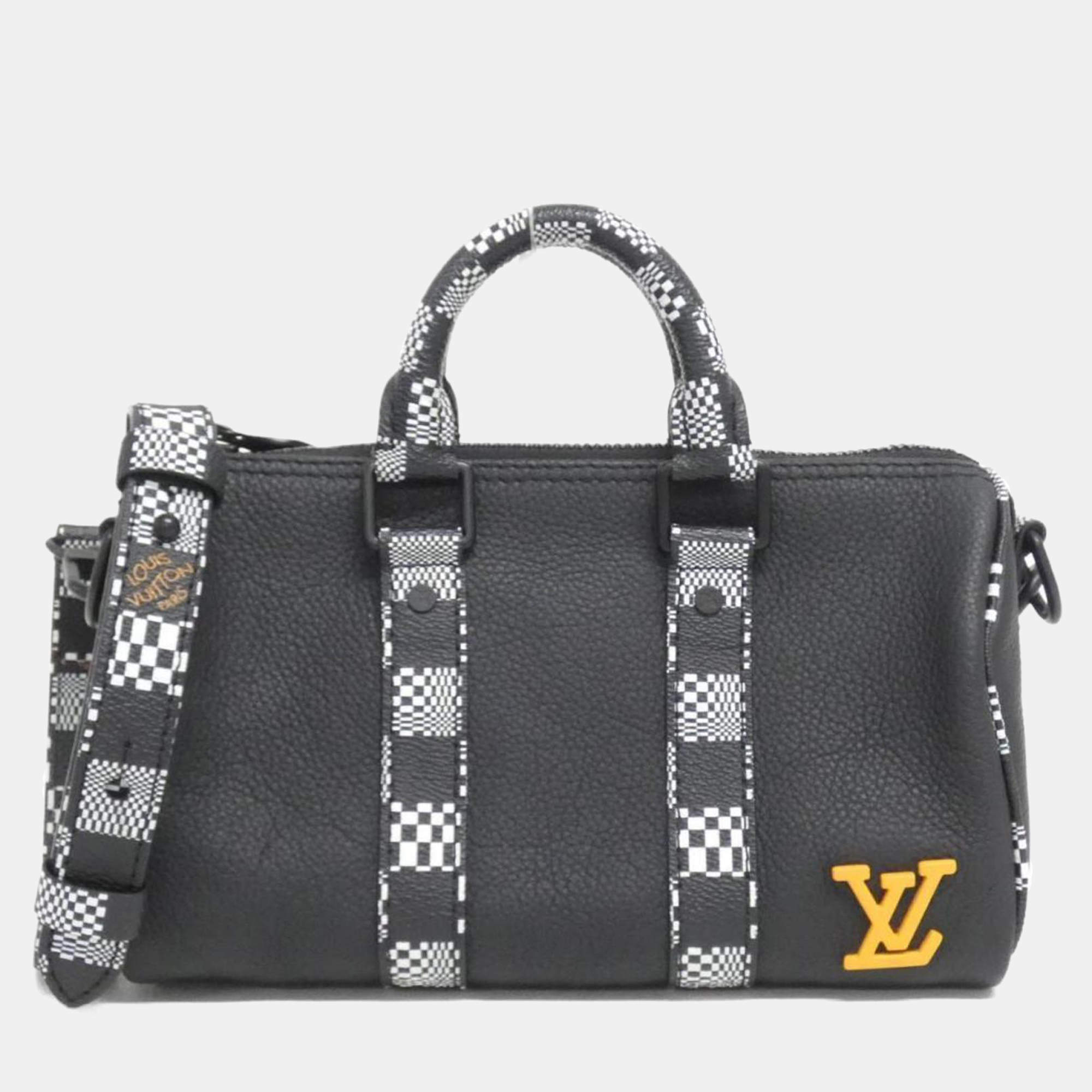 Louis Vuitton Black Leather Damier Distorted City Keepall XS Shoulder Bag
