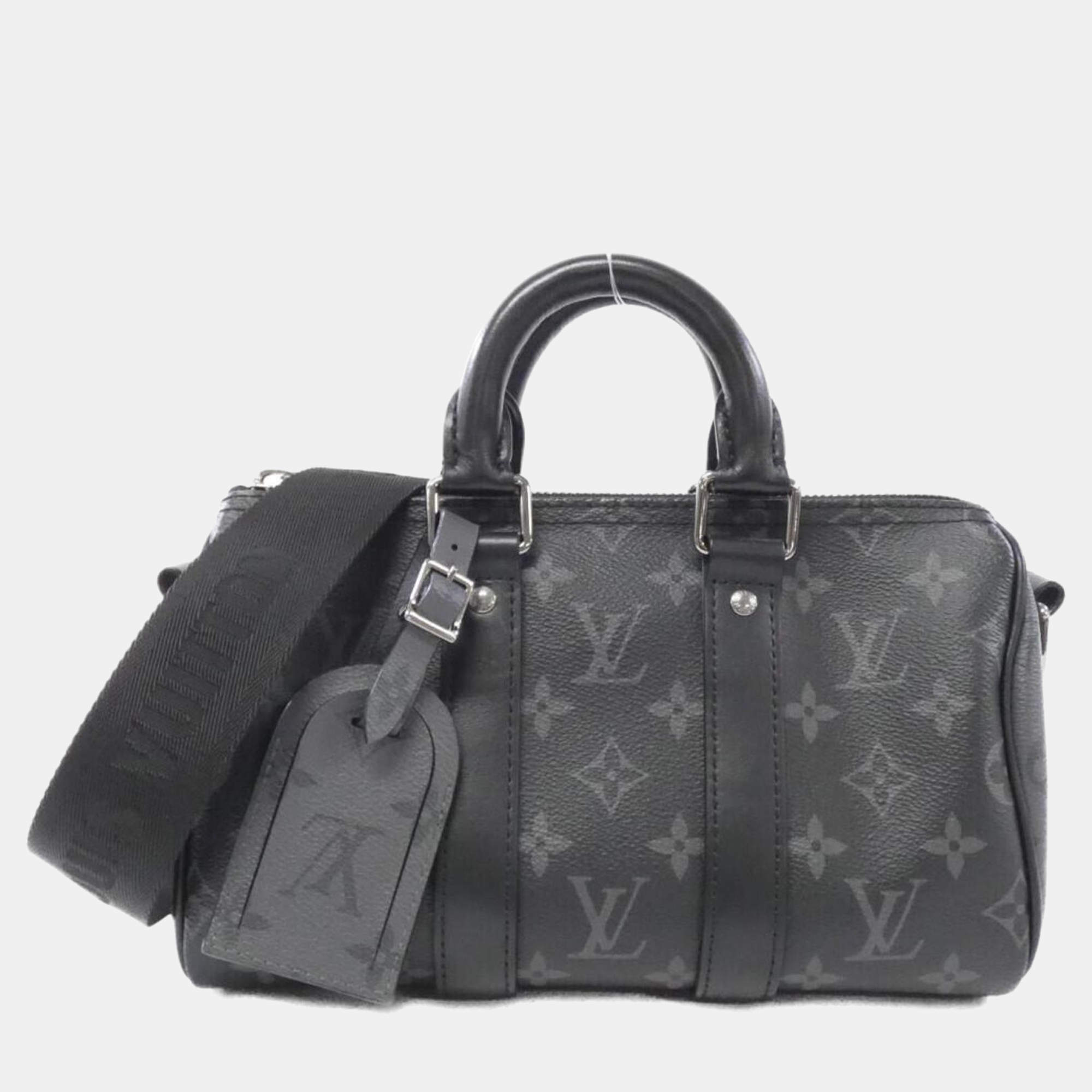 Louis Vuitton Black Monogram Eclipse Reverse Keepall Bandouliere 25 Boston Bag