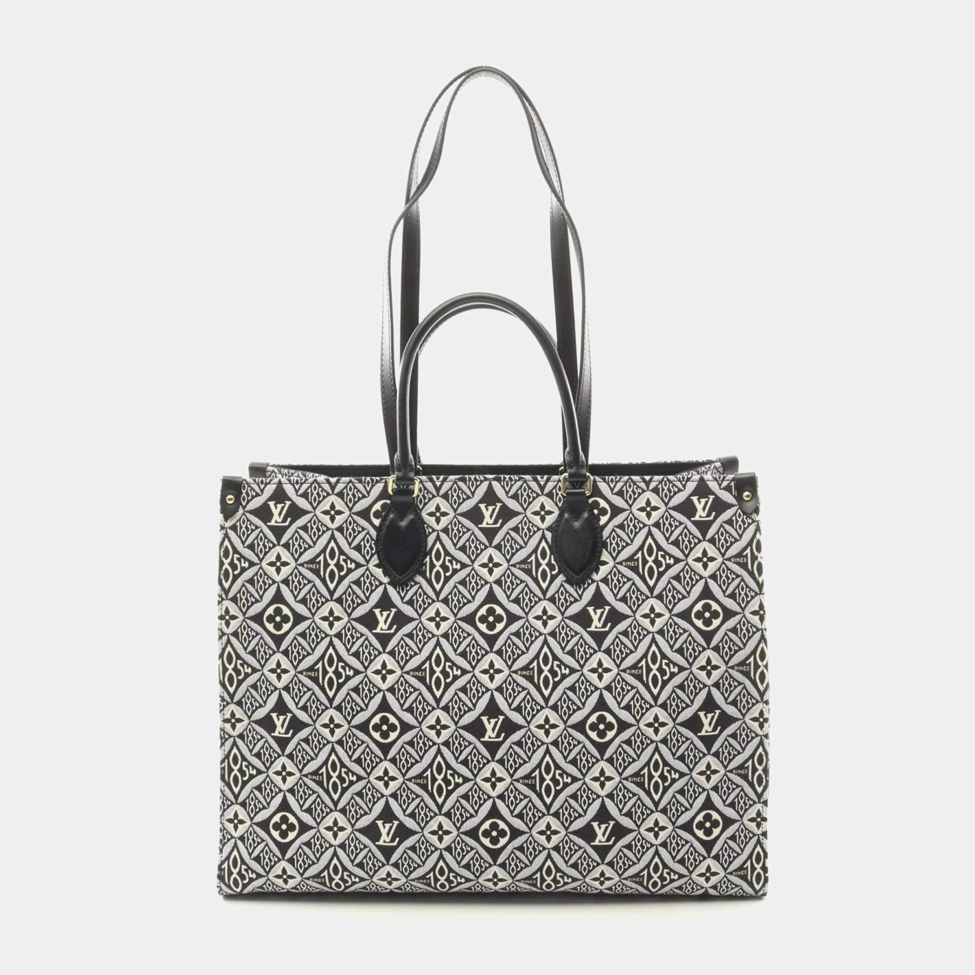 Pre Owned Louis Vuitton Gray/Black Monogram Jacquard OnTheGo GM Since 1854 Tote Bag