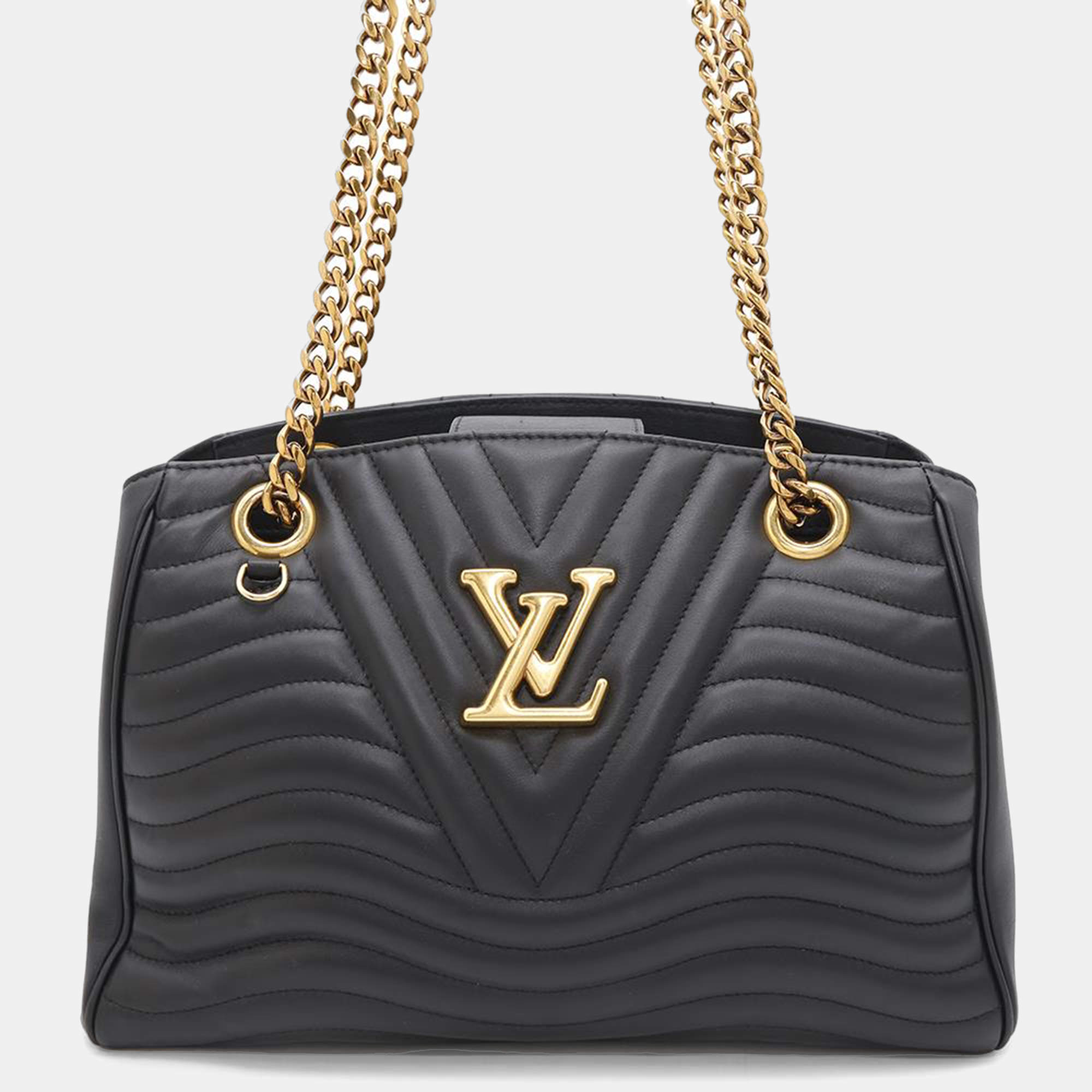 Pre Owned Louis Vuitton Noir Calf Leather New Wave Chain Tote Bag