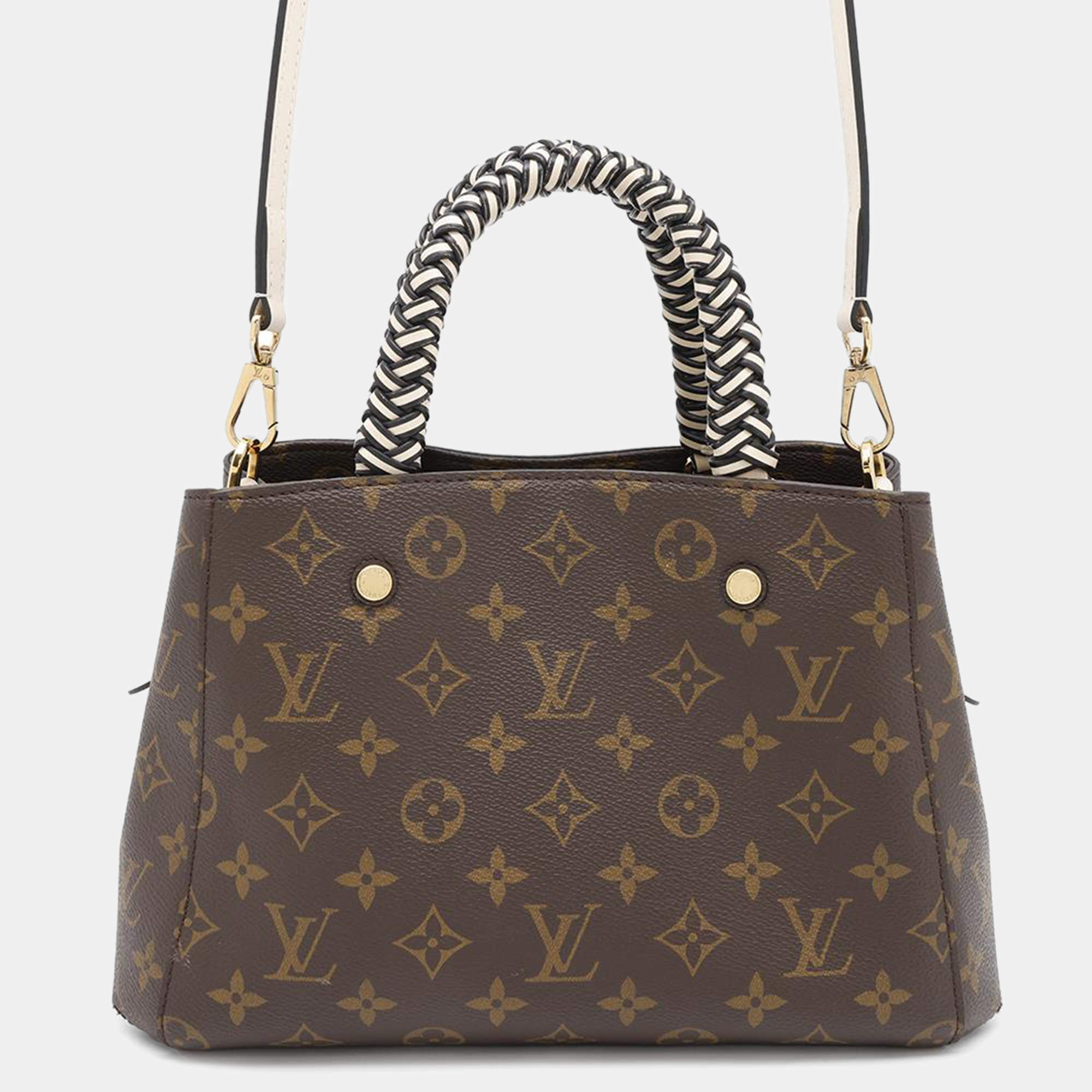 Pre Owned Louis Vuitton Noir/Cream Monogram Montaigne BB Shoulder Bag