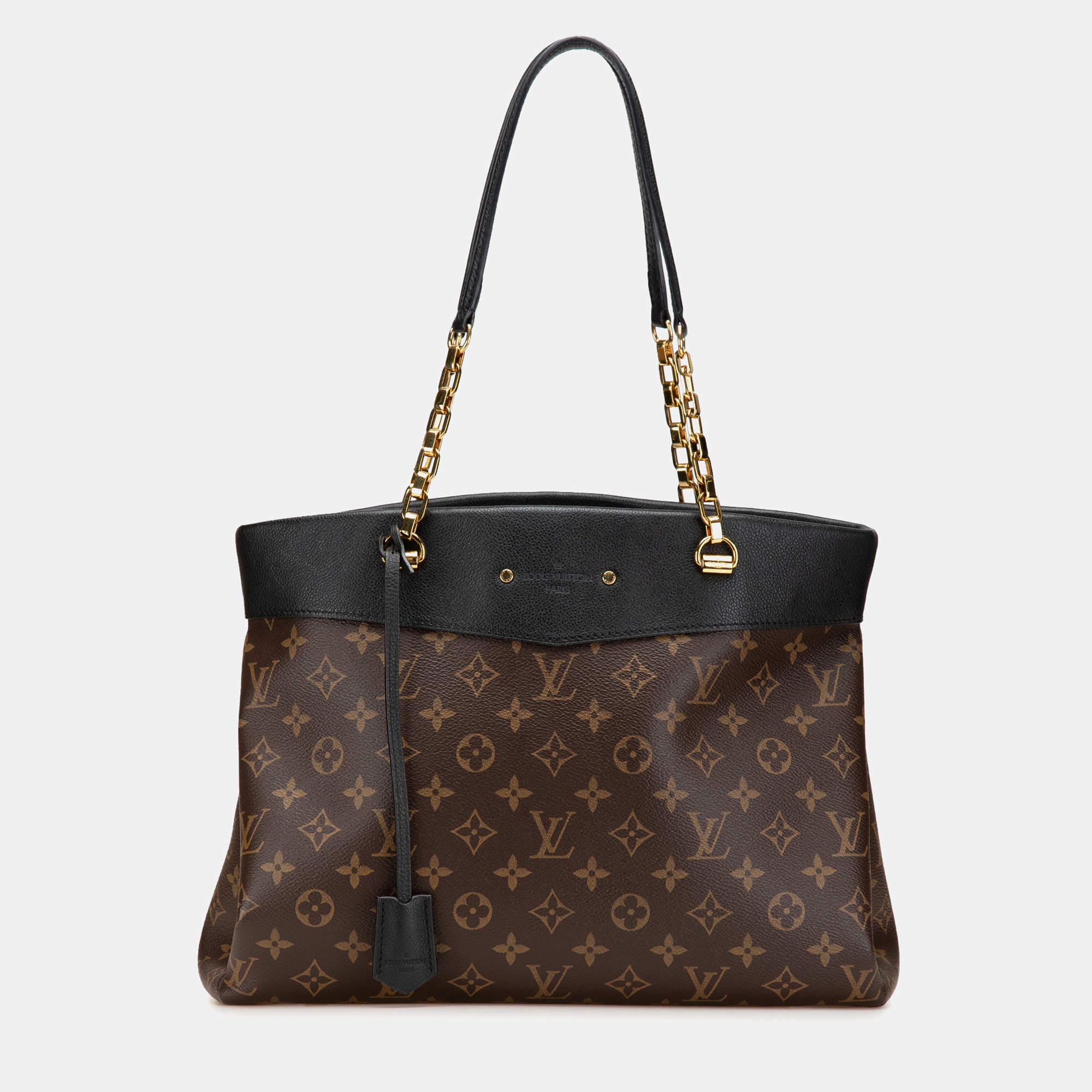 Pre Owned Louis Vuitton Black Brown Monogram Pallas Shopper
