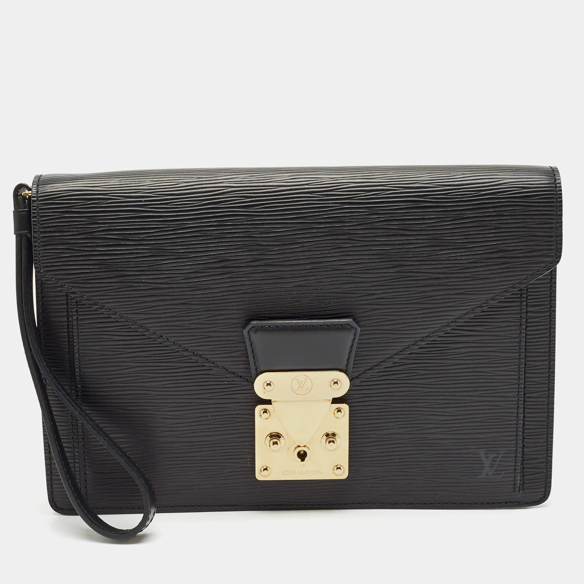 Louis Vuitton Black Epi Leather Sellier Dragonne Clutch