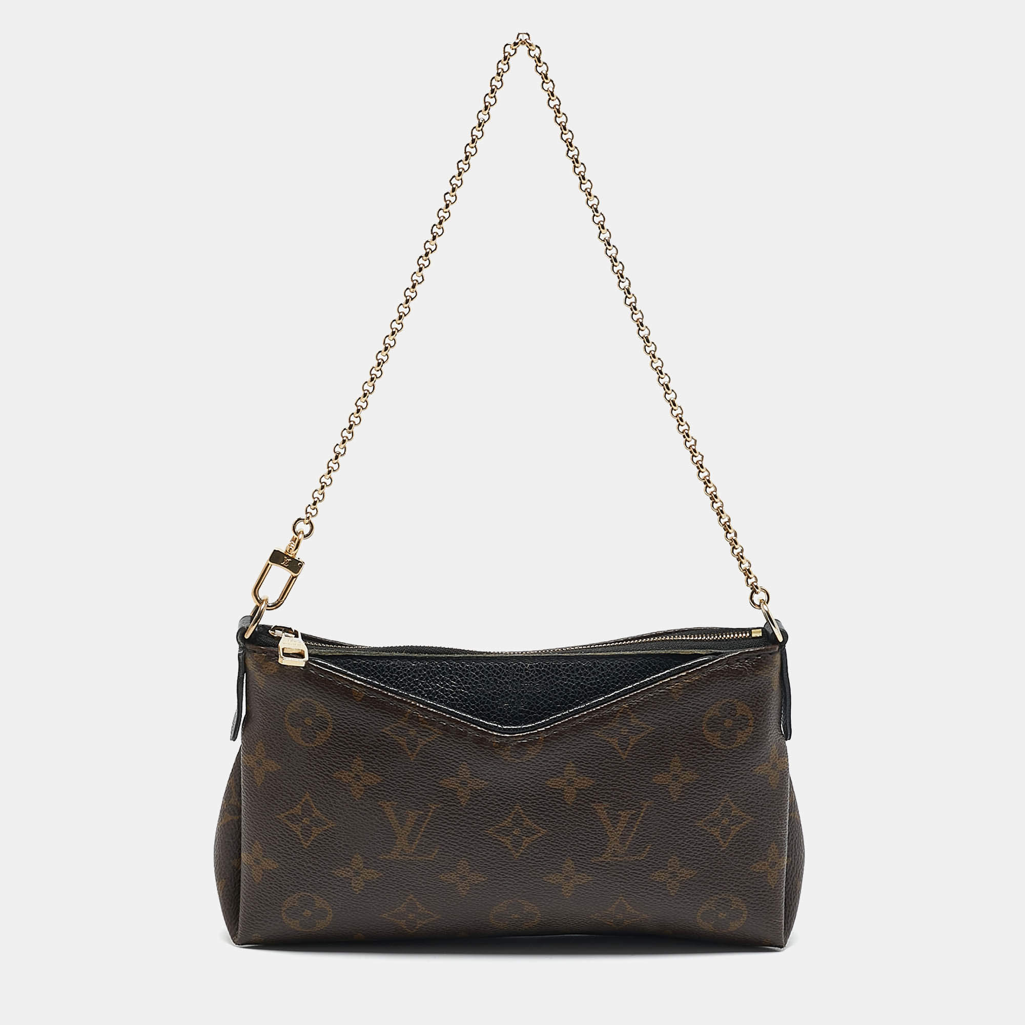 Louis Vuitton Black Monogram Canvas Pallas Chain Clutch