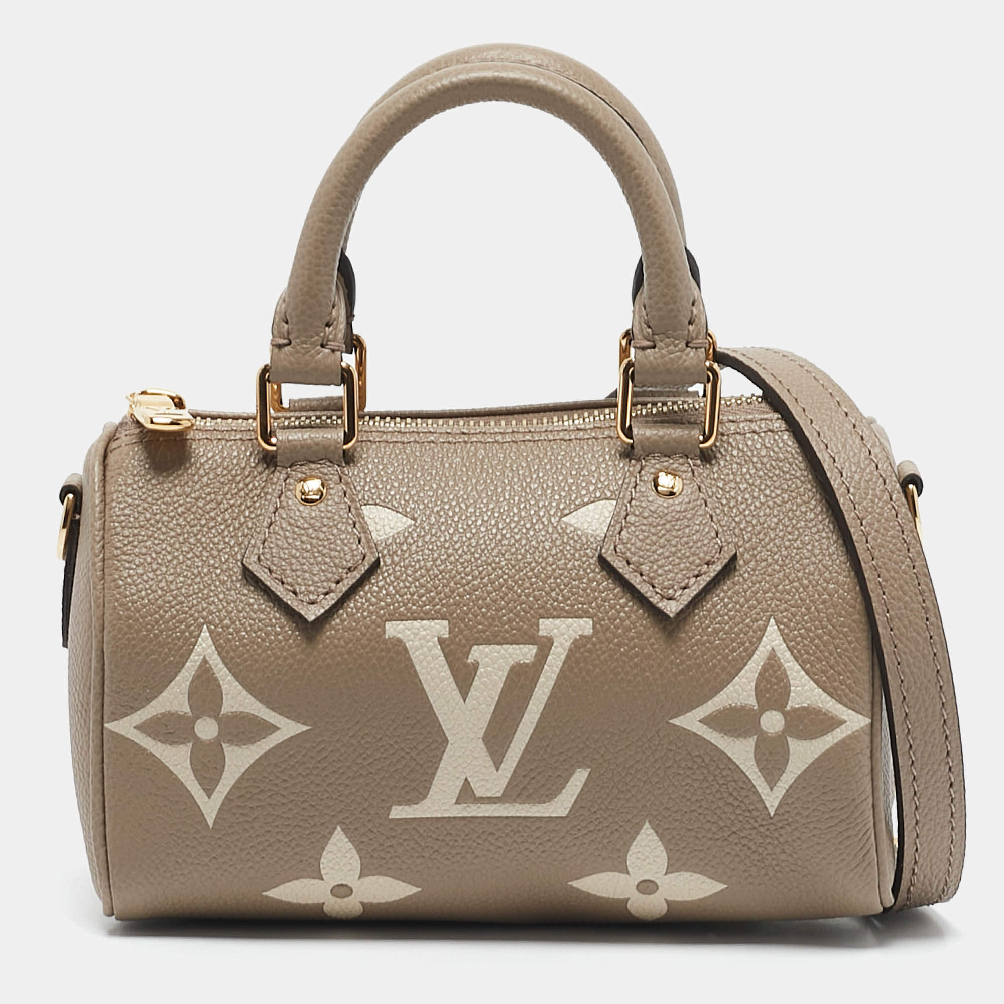 مملوكة مسبقًا Louis Vuitton Tourterelle Gray/Cream Monogram Empreinte Leather Nano Speedy Bag