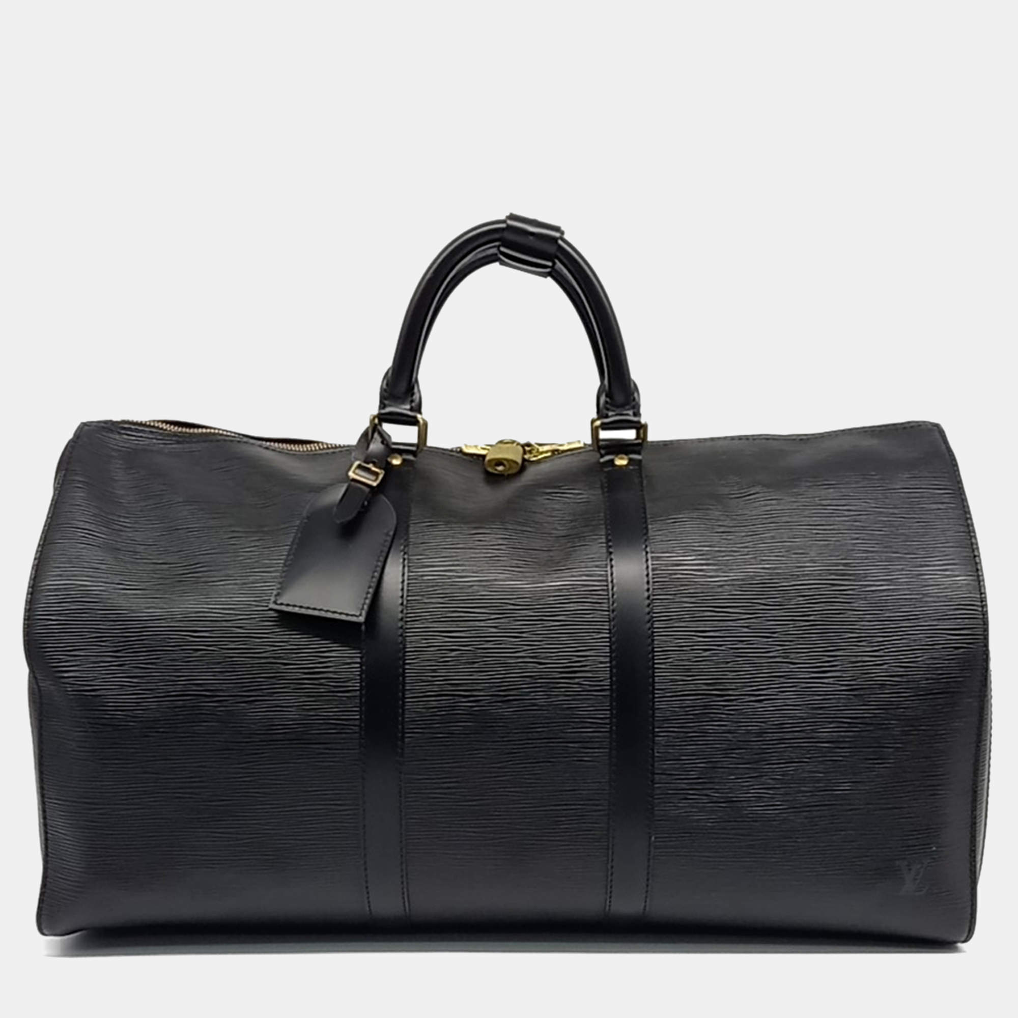 Louis Vuitton Black Leather Epi Keepall 50 bag
