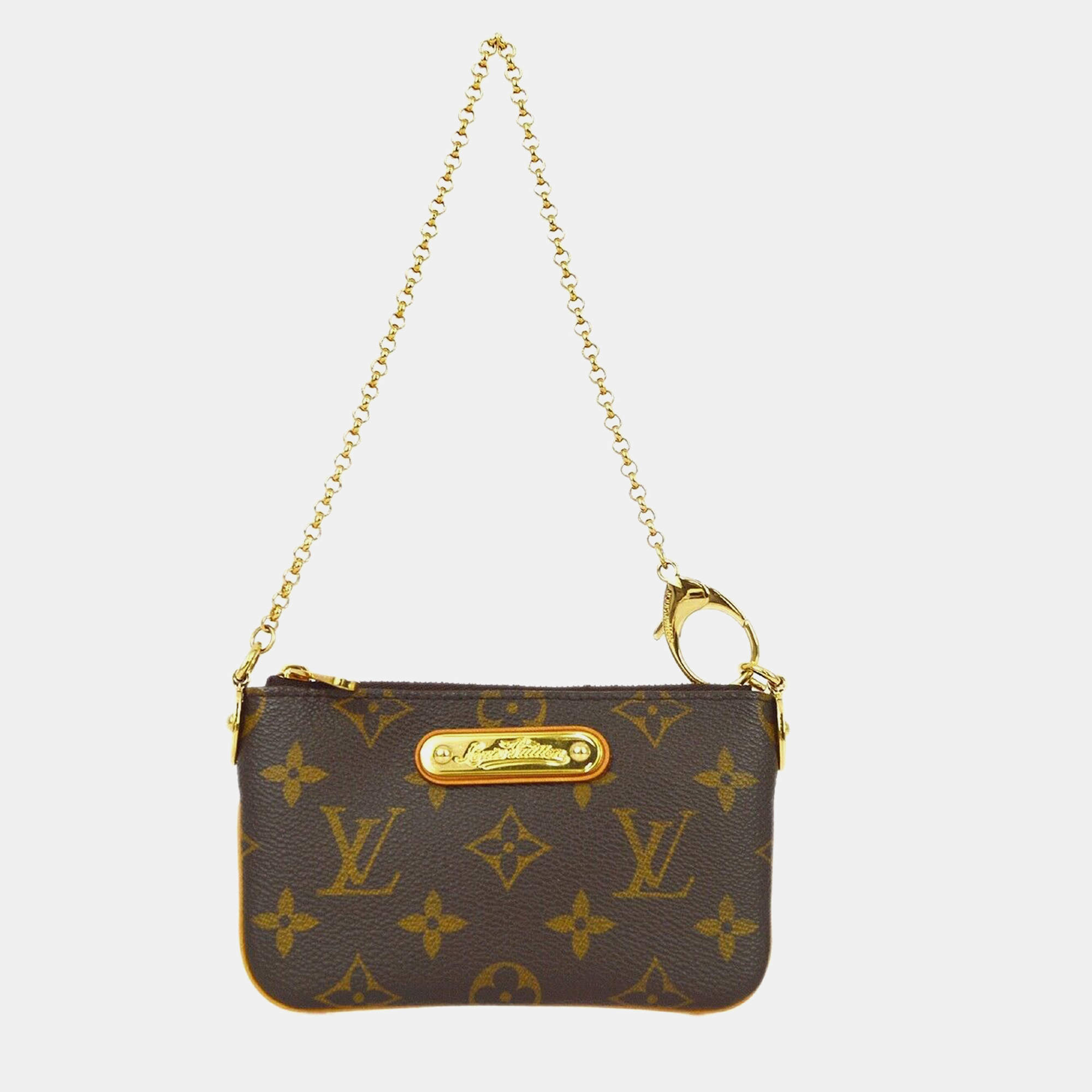Pre Owned Louis Vuitton Brown Monogram Canvas Pochette Milla PM Shoulder Bag