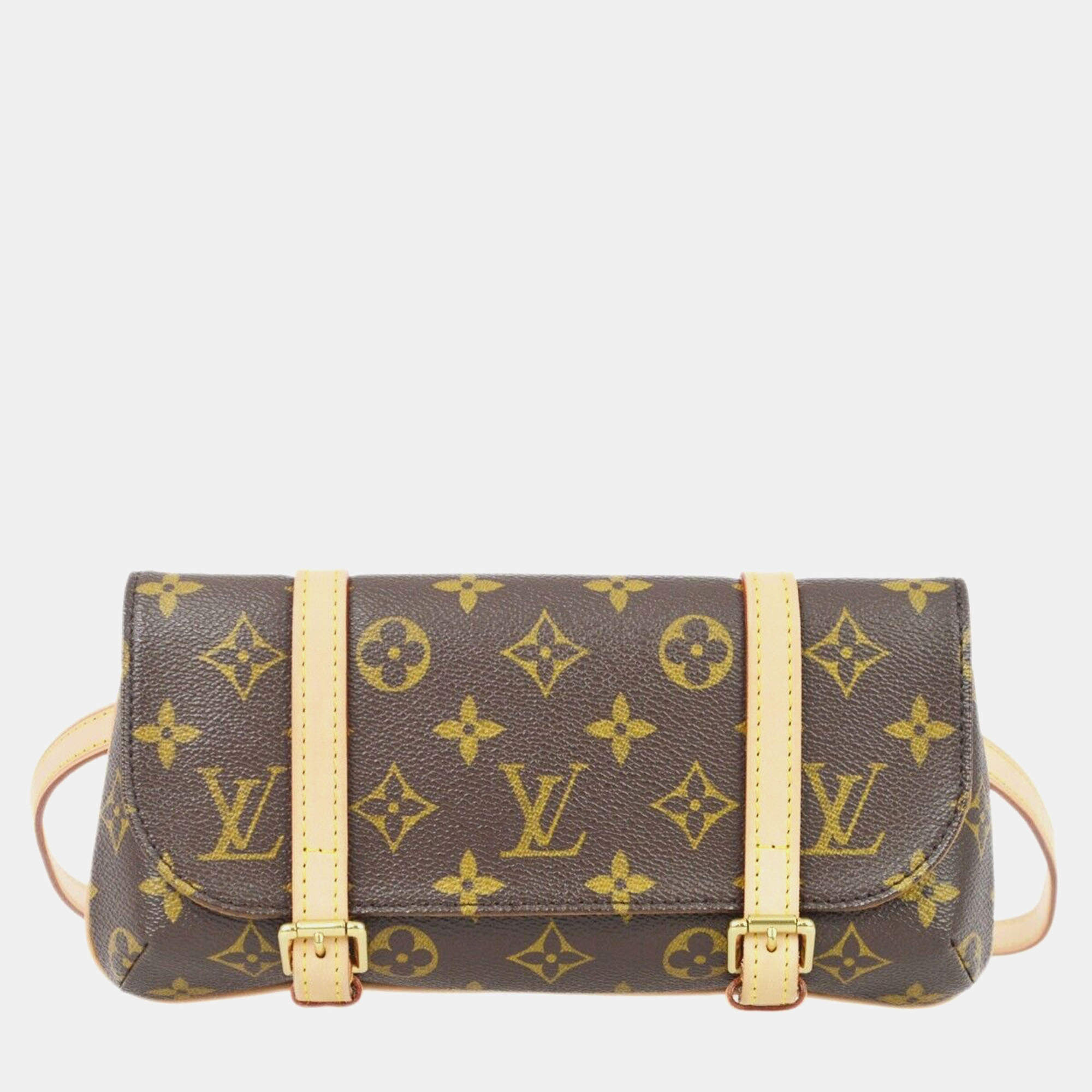 Pre Owned Louis Vuitton Brown Monogram Canvas Pochette Marelle Bum Bag