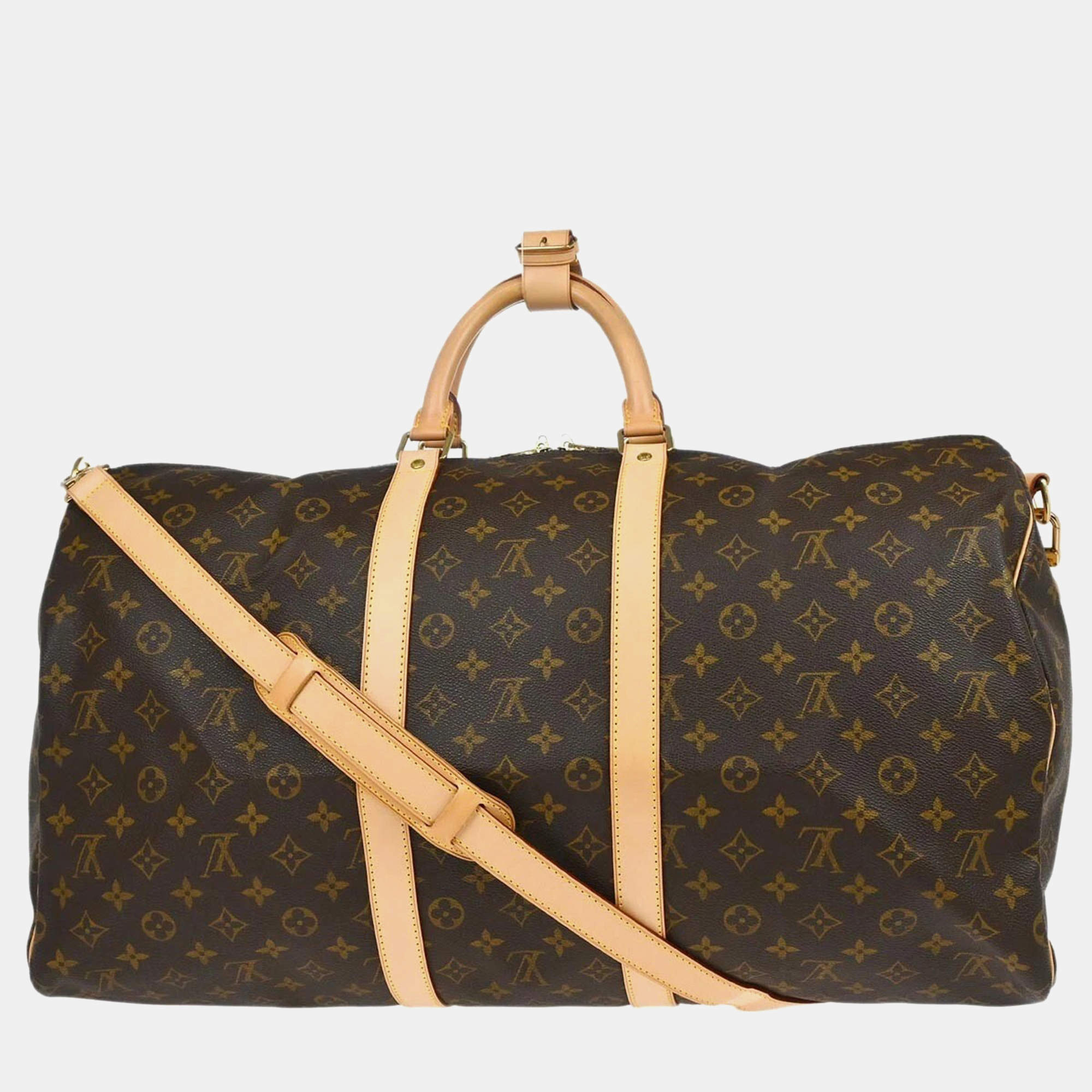Louis Vuitton Brown Monogram Keepall Bandouliere 55 Duffle Bag