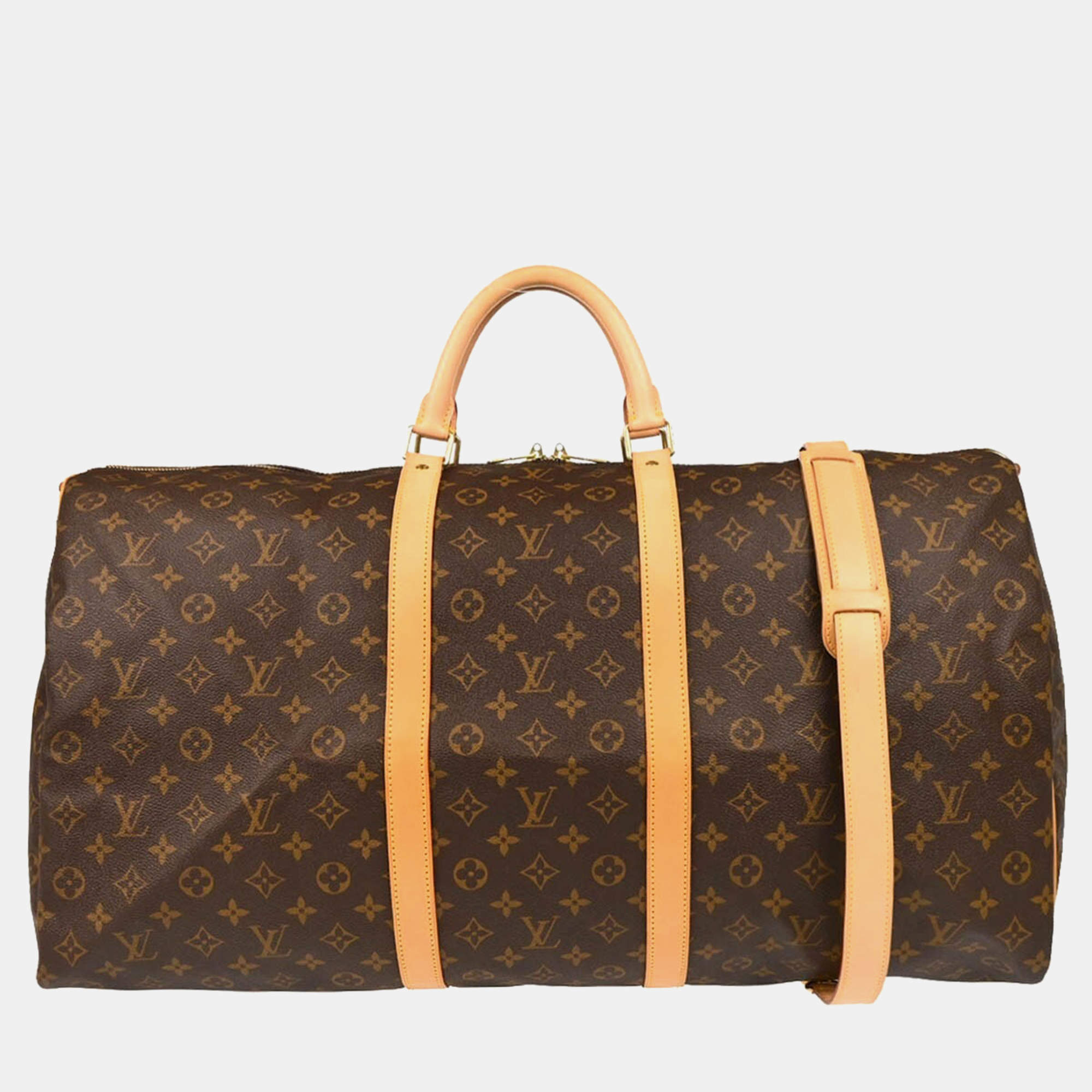 Louis Vuitton Brown Monogram Keepall Bandouliere 60 Duffle Bag 